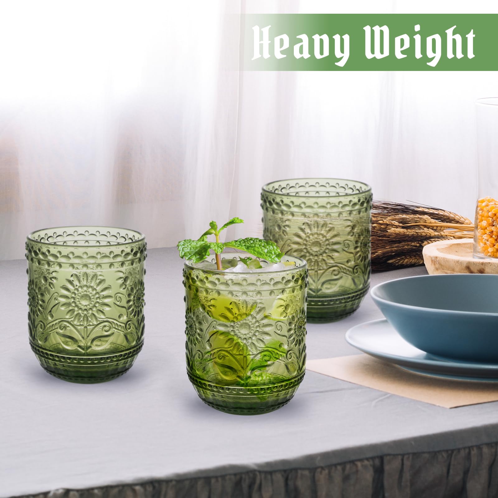 Topsky Lot de verres à boire vintage de 173,5 g - Motif floral en relief - Pour whisky, bière, jus, cocktail