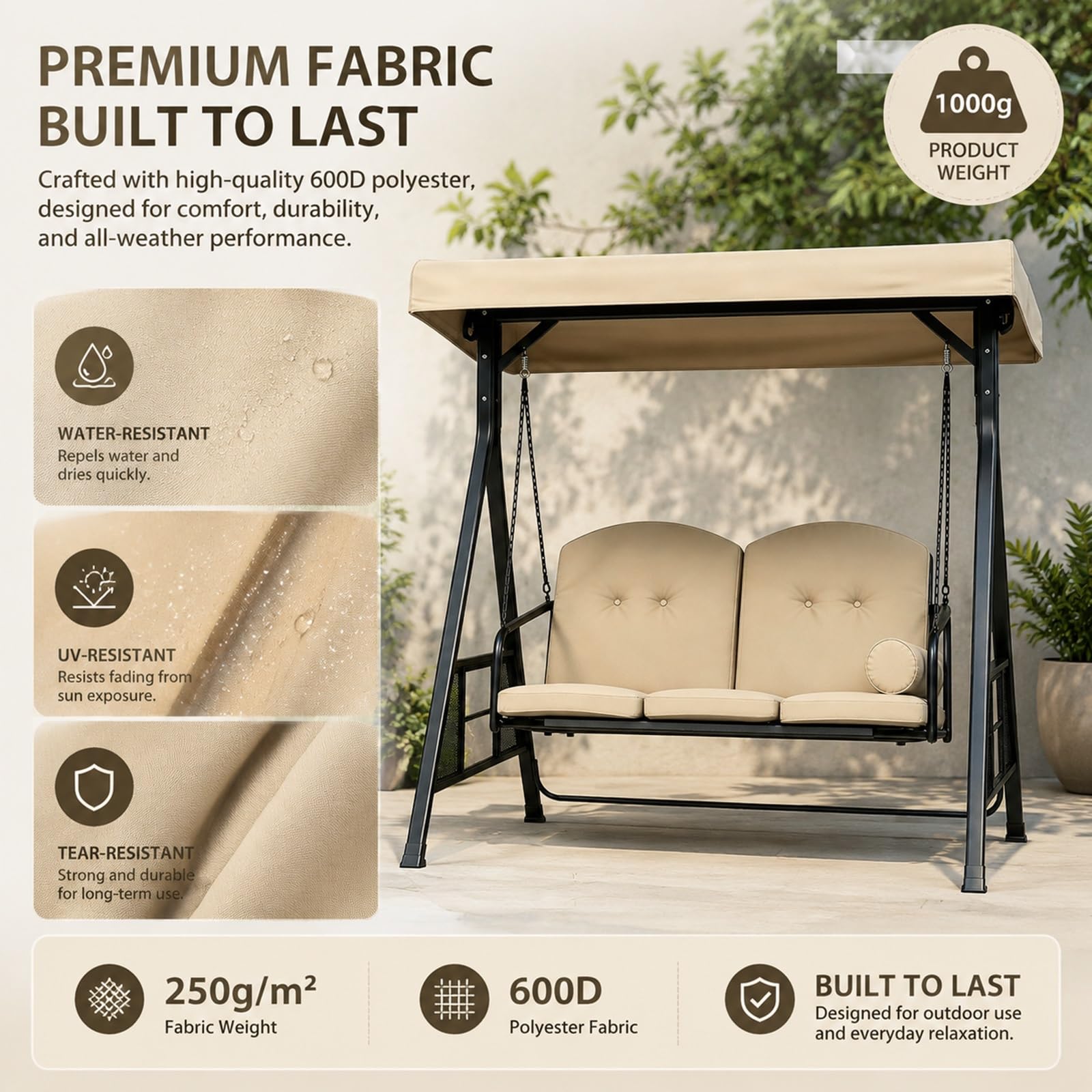 Couverture Balancelle Jardin Toit de Remplacement pour Mobilier Extérieur