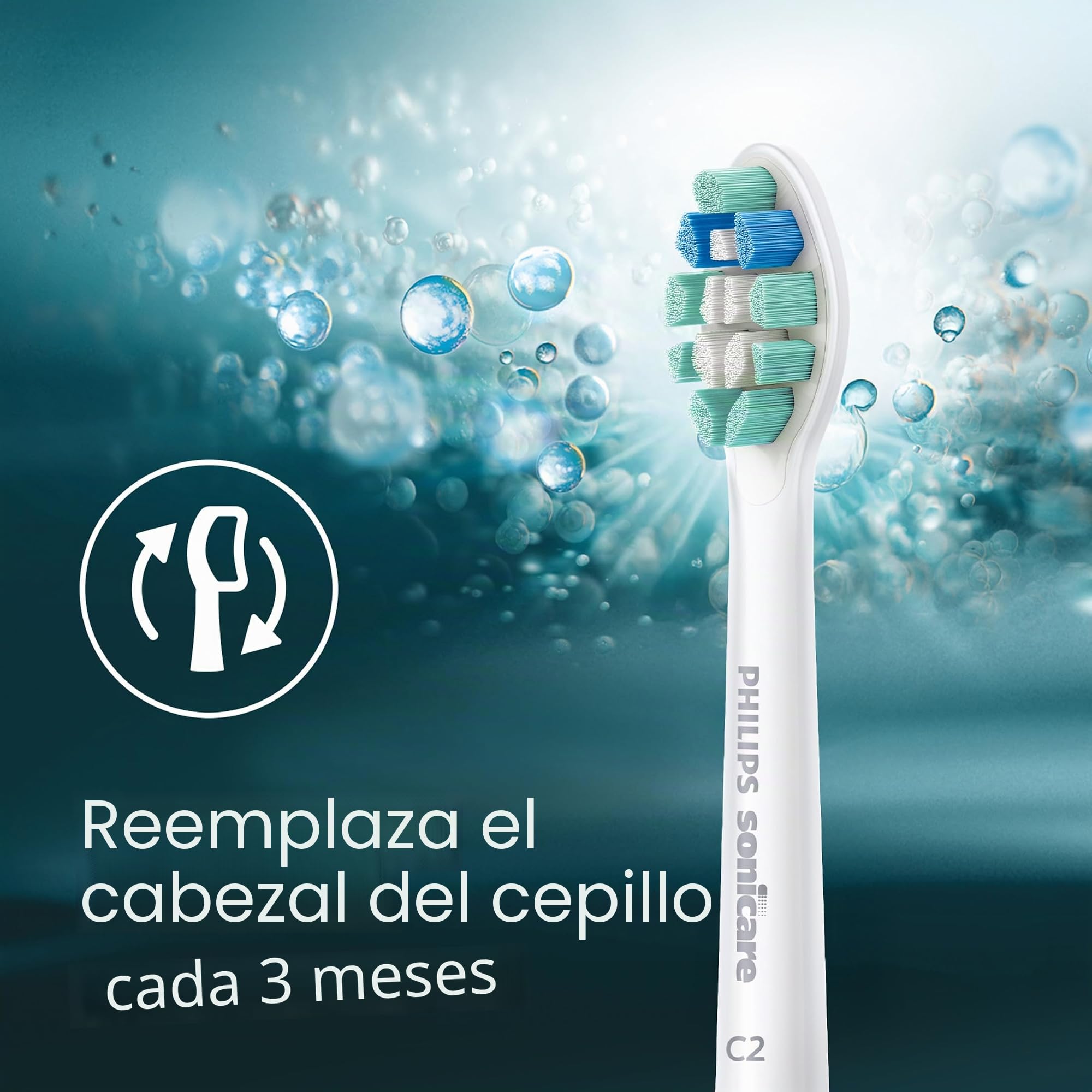 Philips Sonicare C2 Plaque Control - Cabezales de repuesto originales para cepillo de dientes eléctrico, blanco, paquete de 6 unidades de hasta 18 meses de suministro, HX9026/77