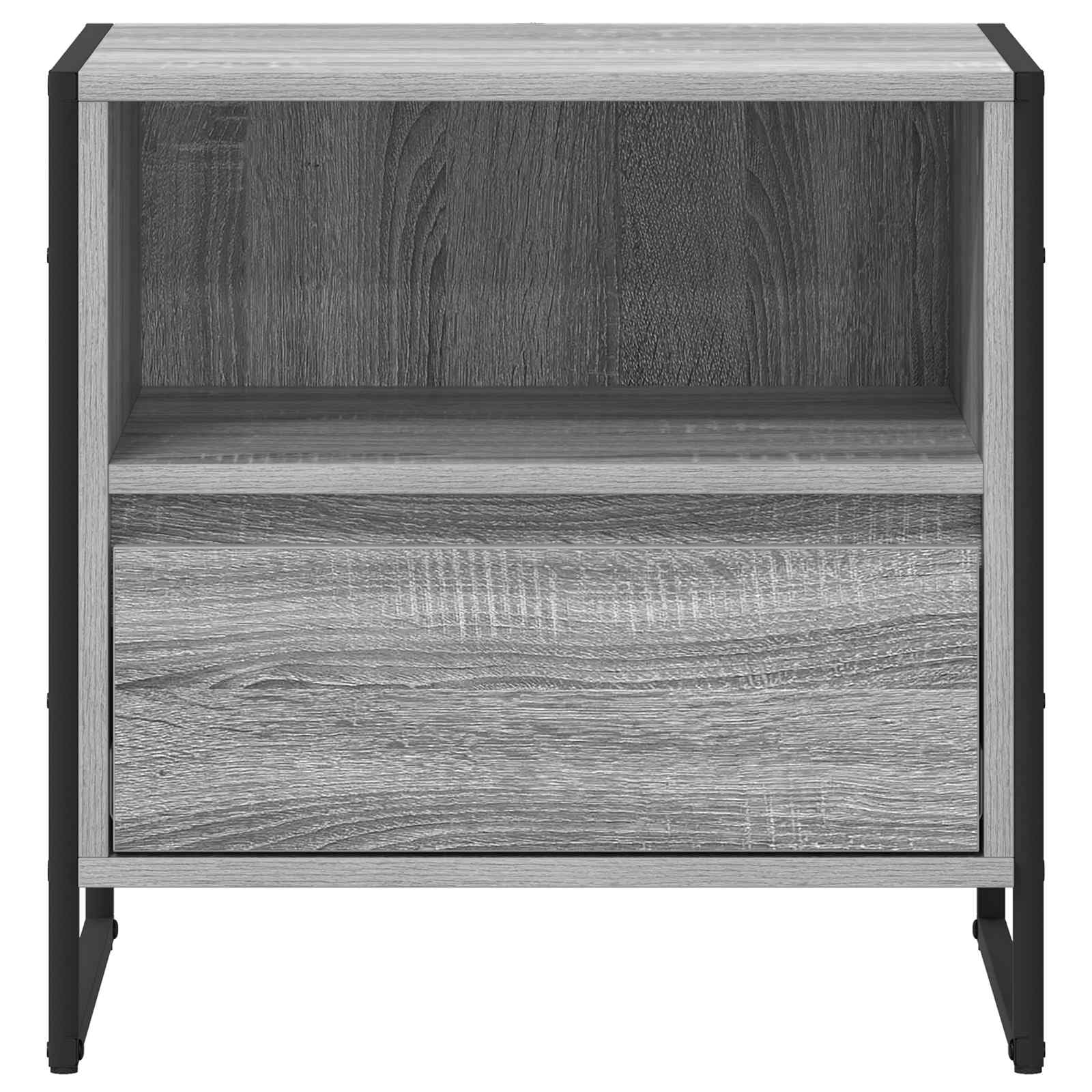 Comodino Sonoma 50 × 39,5 × 50 cm legno con cassetto, gambe in acciaio inox, moderno tavolo laterale per camera da letto e soggiorno