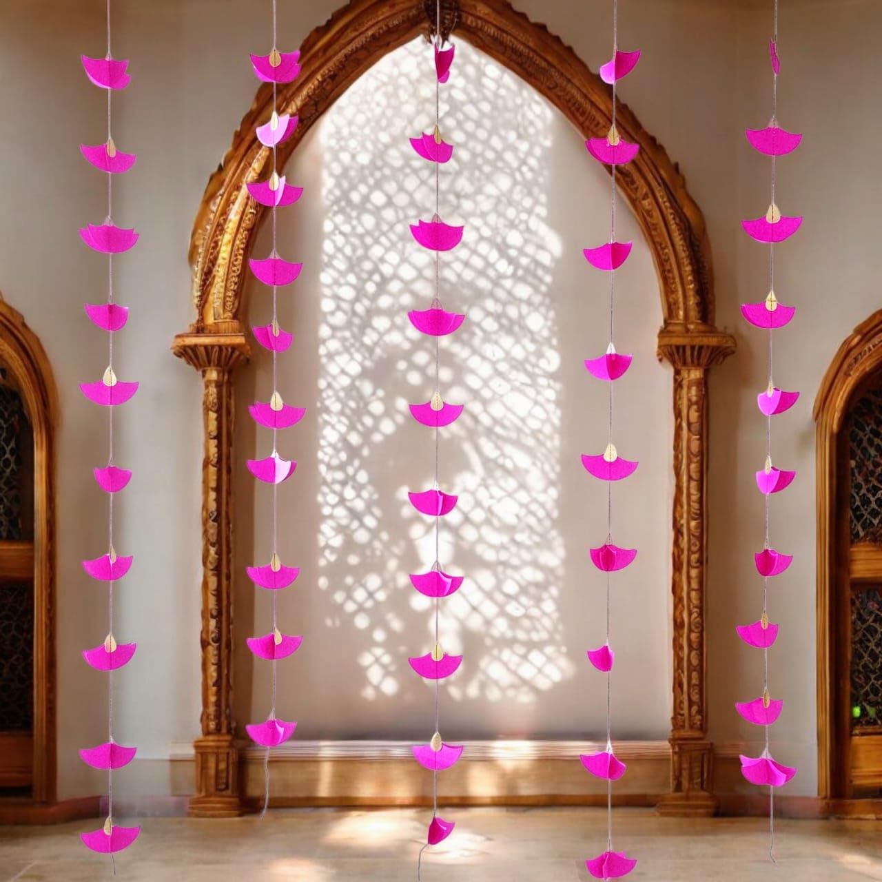 The Banner Company Vibrant Stitched Paper Garlands for Festivals - Cheerful Decor for Holiday Celebrations Diwali/Pooja/Ganesh Chathurthi Decoration and Gatherings (2D Set of 5 Pink Diya) (B0DG2X3TTV) Amazon Price History, Amazon Price Tracker