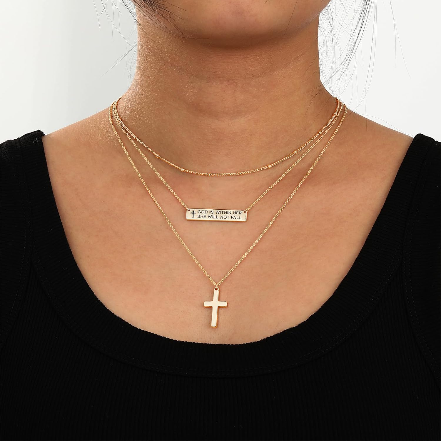 Layered Cross Bible Verse Necklaces,14K Gold Plated Christian Religious Confirmation Inspirational Jewelry Gifts - Image 2