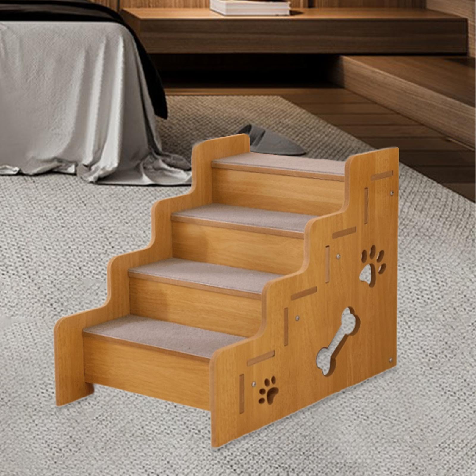 Treppen für Erhöhte Betten, Treppen für Hunde Und Katzen, Unverzichtbar für Welpen, Tragbare Und Stabile Treppen für Hunde Und Katzen, 4 Schritte