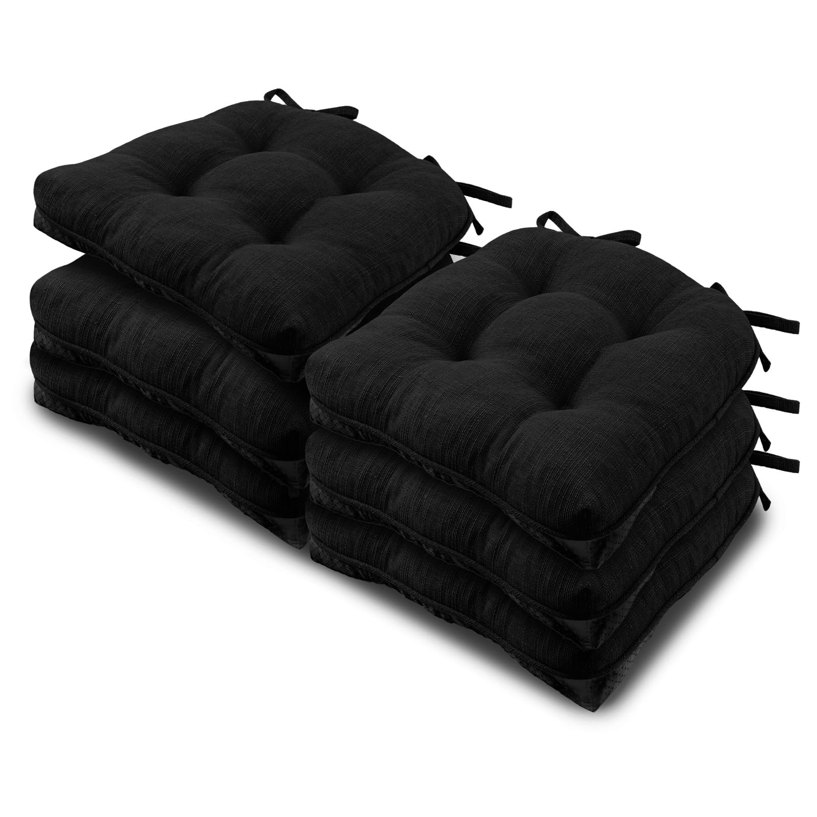 Basic Beyond Chair Cushions for Dining Chairs 6 Pack Black