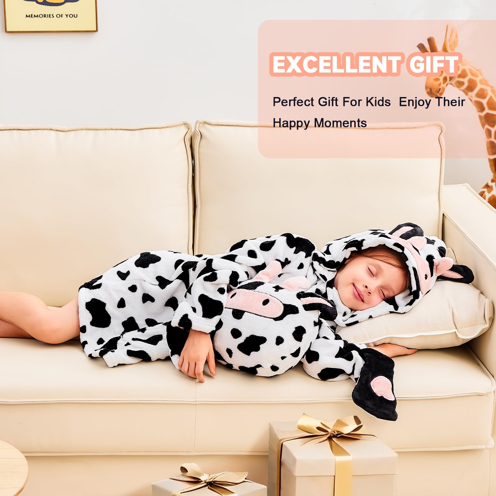 IFNOW Coperta indossabile con cappuccio per bambini, coperta oversize per adolescenti, felpa con cappuccio con animale con coperta pieghevole portatile