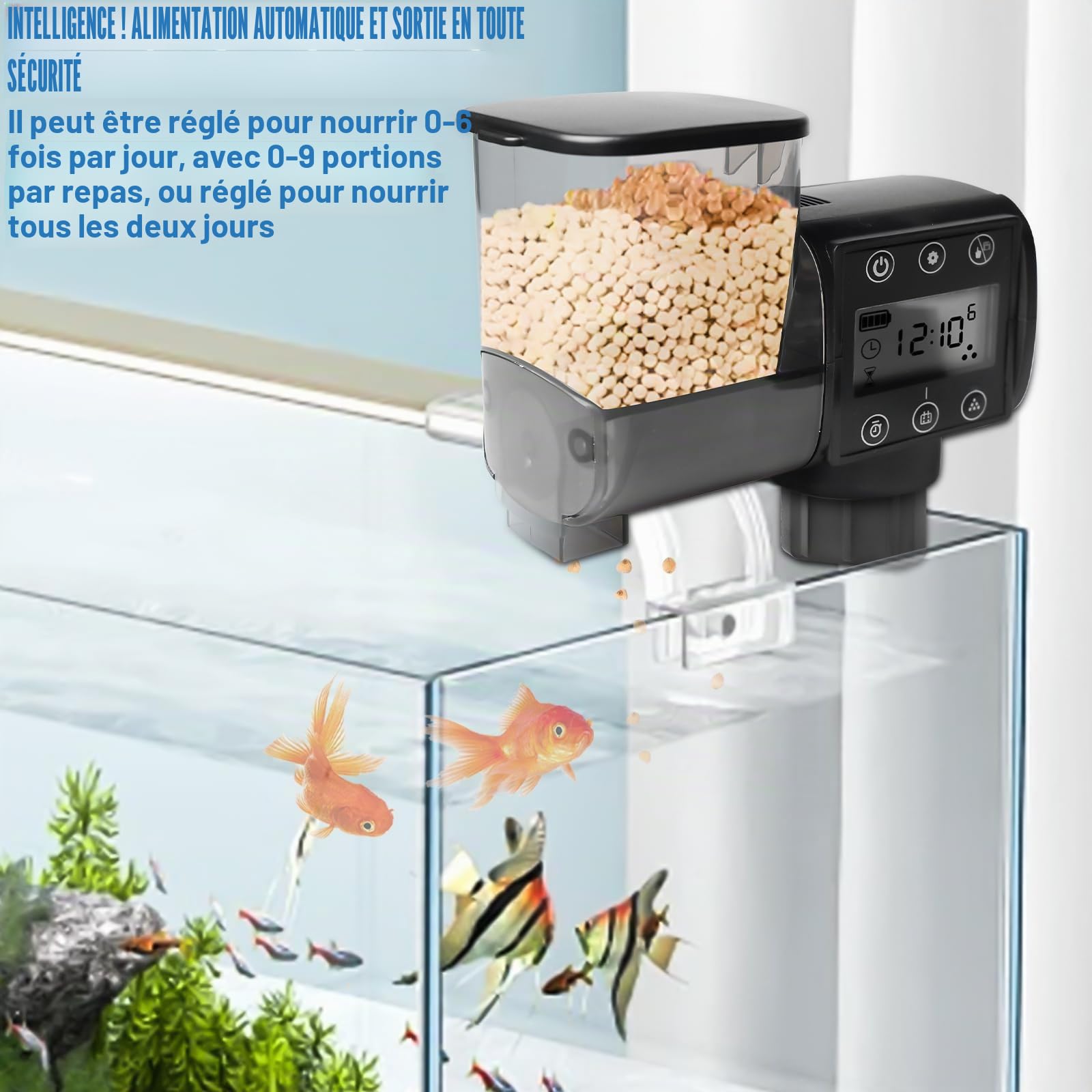 Chargeur automatique pour aquarium, 250 ml, distributeur automatique de nourriture d'aquarium, alimentation par batterie, mangeoire de poisson avec nourriture de poisson de vacances