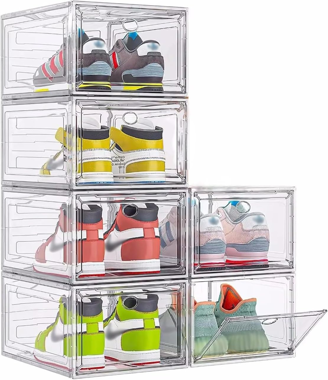 Generic 透明靴箱、厚みがあり丈夫な透明靴収納オーガナイザー、マグネットドア付き、積み重ね可能なクローゼット用靴収納ボックス、