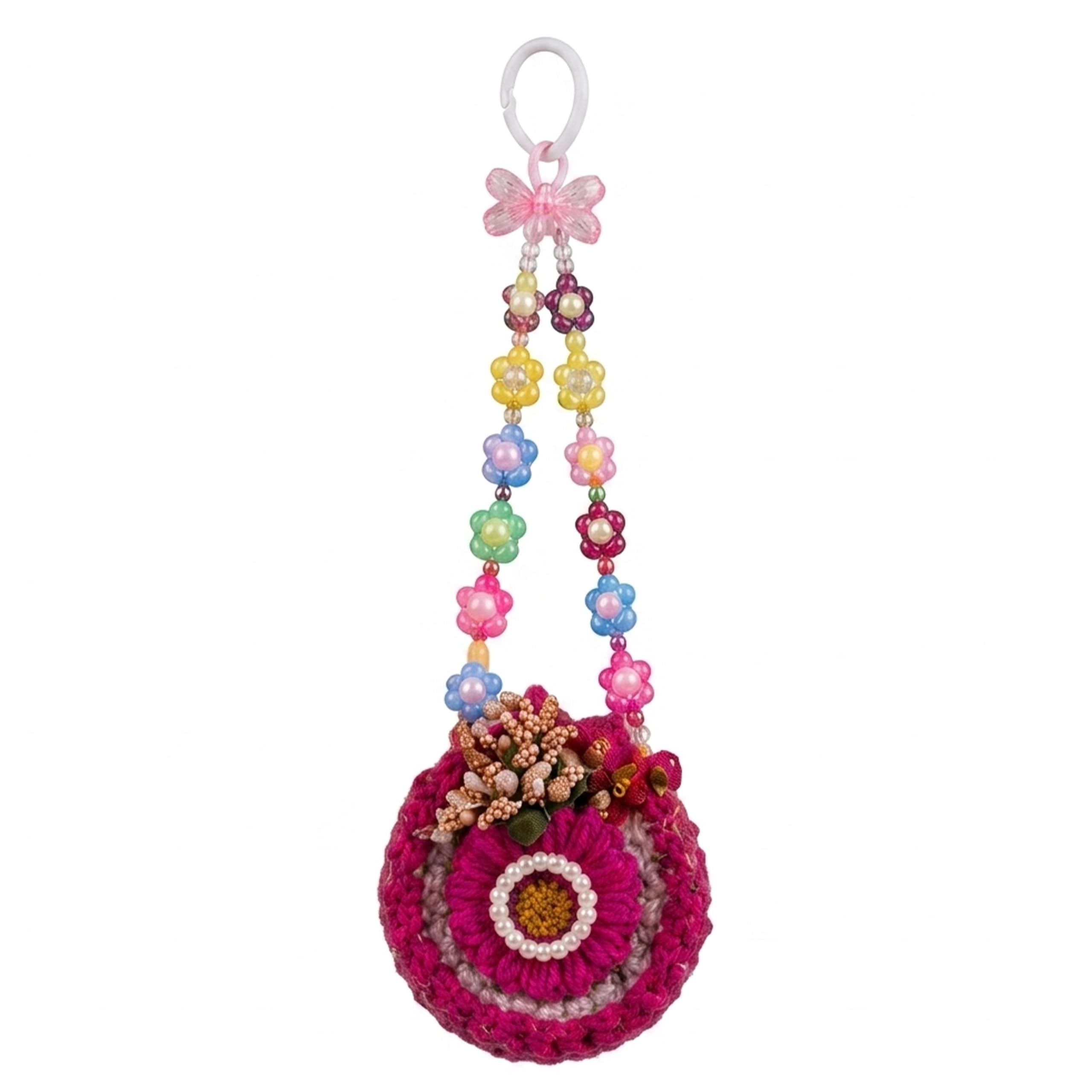Handmade Beaded Mobile Phone Charm with Crochet Flower Pendant | Cute Floral Phone Hanging Charm | Aesthetic Phone Strap for Smartphones, iPhone, Android, Cases, Bags & Keychains | Pack of 1-image-49