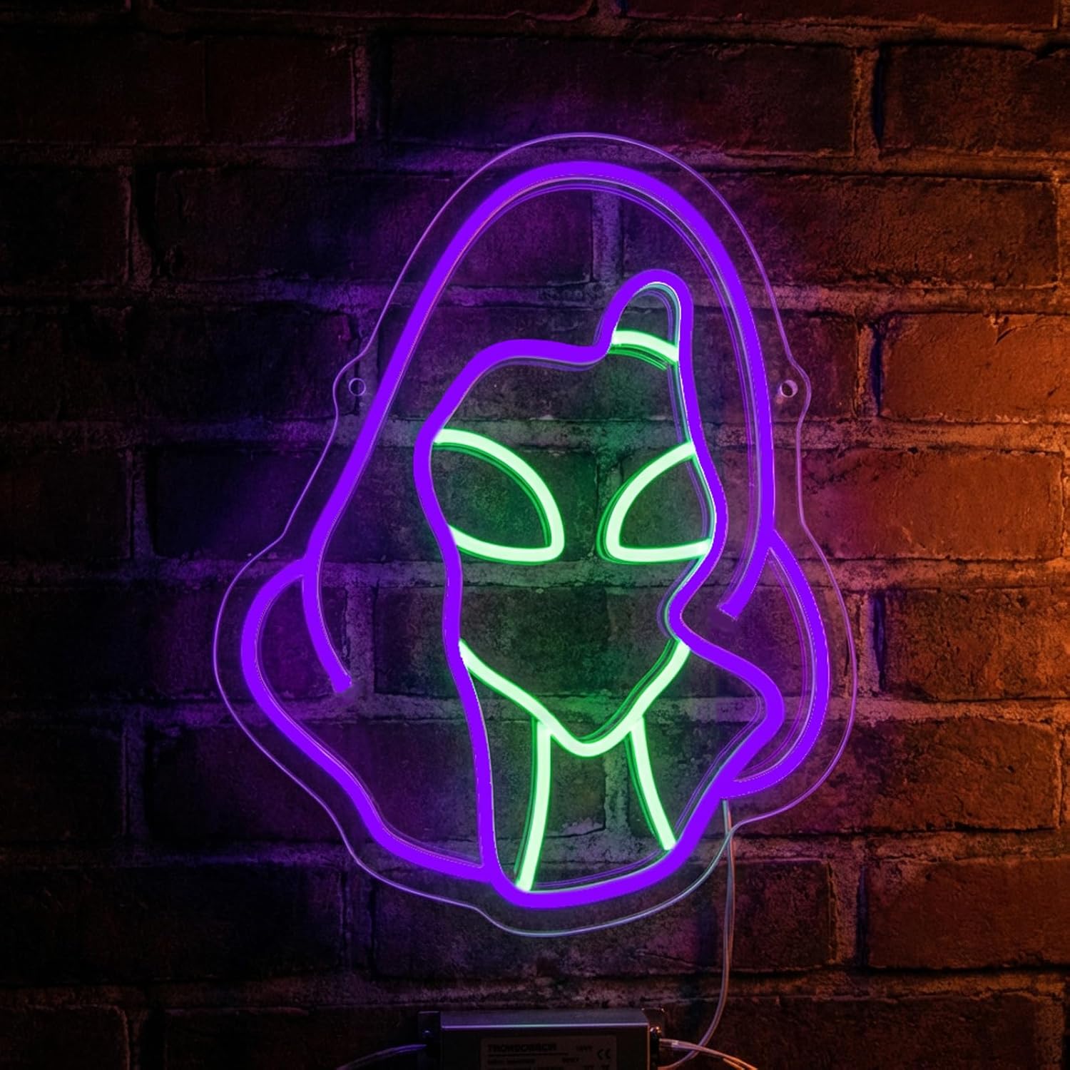 Alien Reaper Neon Sign - 12" x 9.5" Purple & Green LED Neon Light with Dimmer, Premium 5.5mm Thickened Acrylic Base, Cool Cyberpunk Wall Decor for Gaming Room, Bedroom, Man Cave, Gift for Gamers