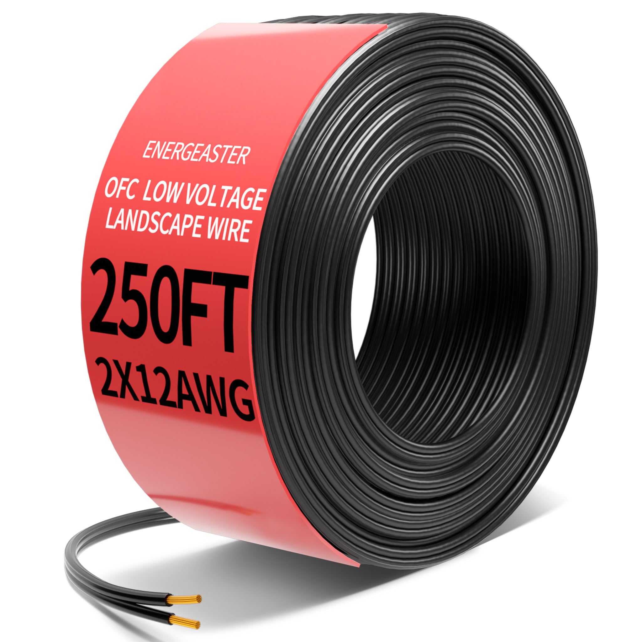 250 Feet 12 Gauge Wire, 12/2 Low Voltage Landscape Wire Pure Copper - Outdoor Direct Burial Waterproof, Electrical Cord 2-Conductor for Low Voltage Landscape Lighting
