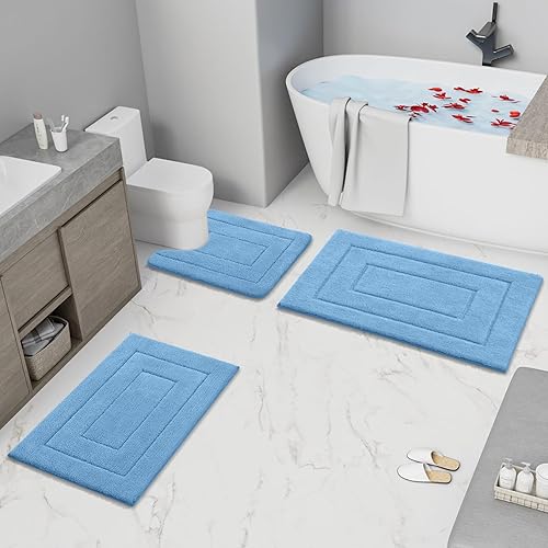 Miniatura 6 de Buganda Tapetes de baño, 24 x 16 pulgadas, microfibra suave y absorbente, antideslizante y esponjoso, lavable a máquina, para suelo de baño, bañera