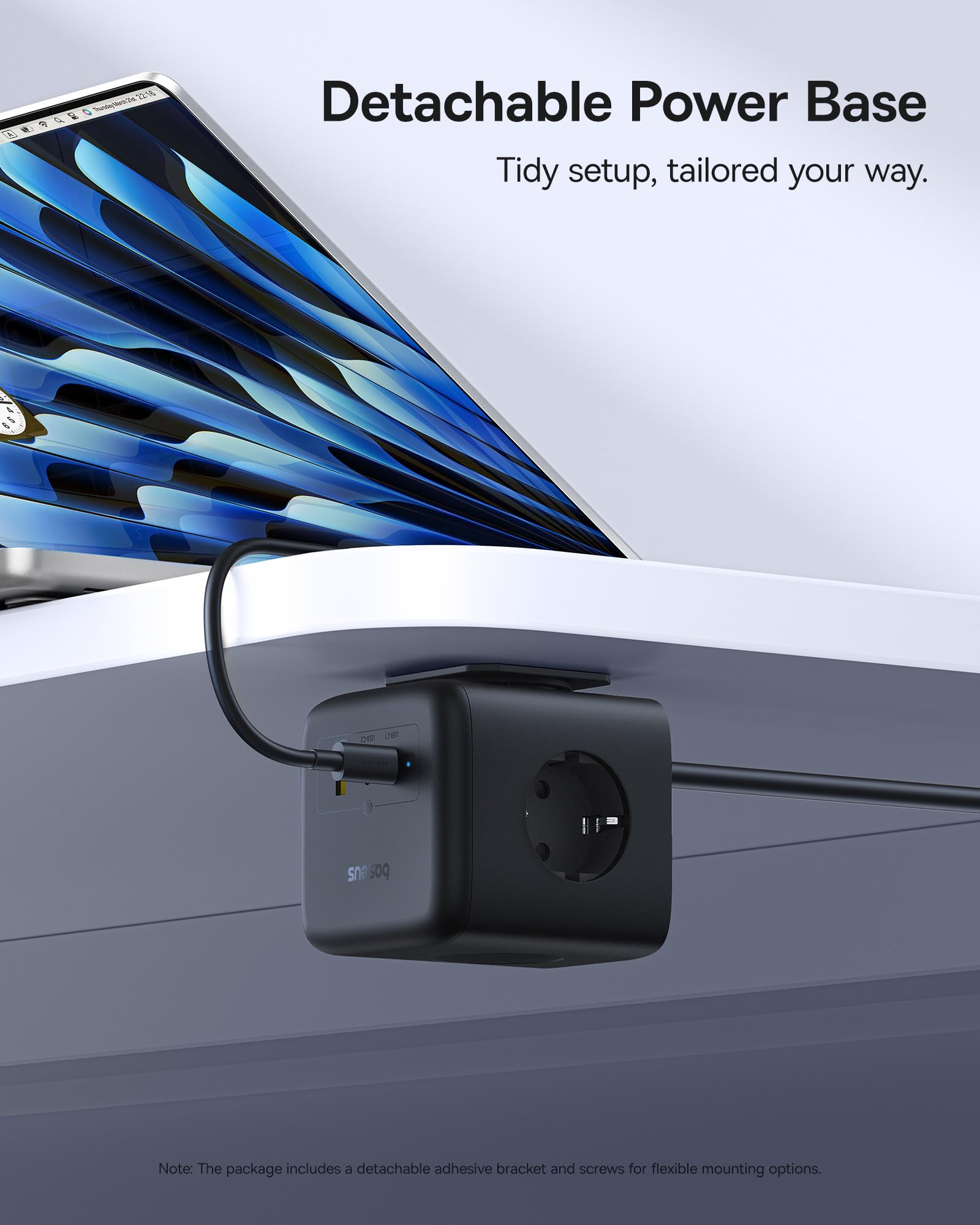 Baseus GaN6 listwa zasilająca USB C 67 W, ładowarka USB C, 3-drożne gniazdko z przełącznikiem, przenośna ładowarka PD, do MacBooka, iPada, iPhone 16/15, Galaxy S25 Ultra, do domu, biura, podróży