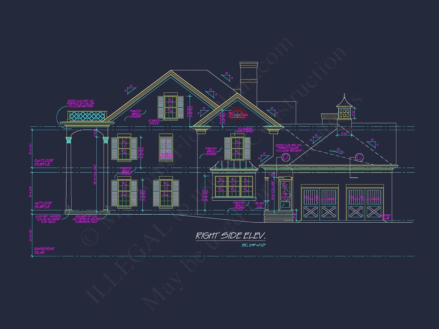 10-1405 HOUSE PLAN - Traditional Colonial Revival House Plans & Blueprints - 6093 Sq Ft