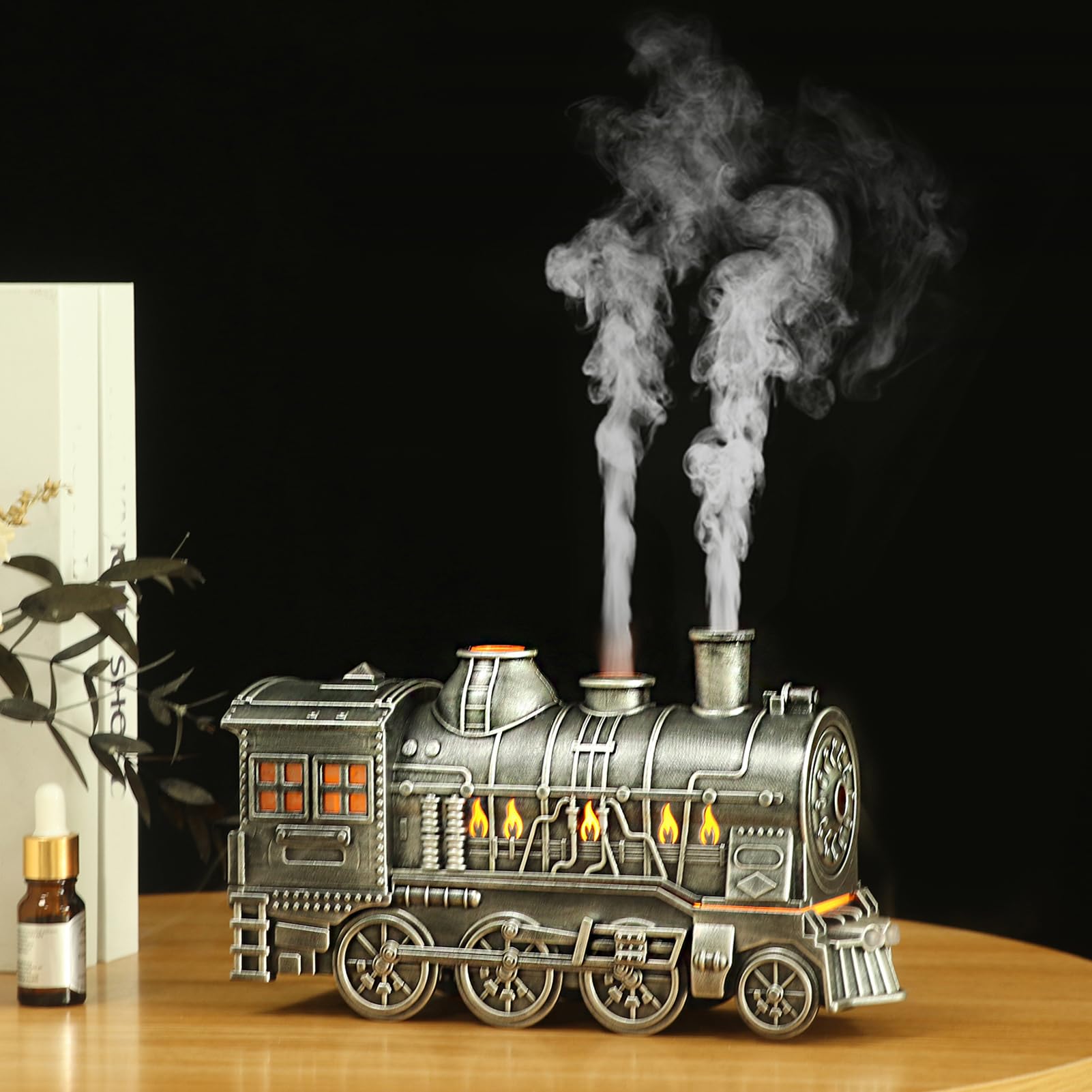 TOPINCN Diffusore per Oli Essenziali Train, 300ml Umidificatore Silenzioso con 2 Modalità Luce e Timer Telecomando per Camera da Letto Ufficio (Spina europea)