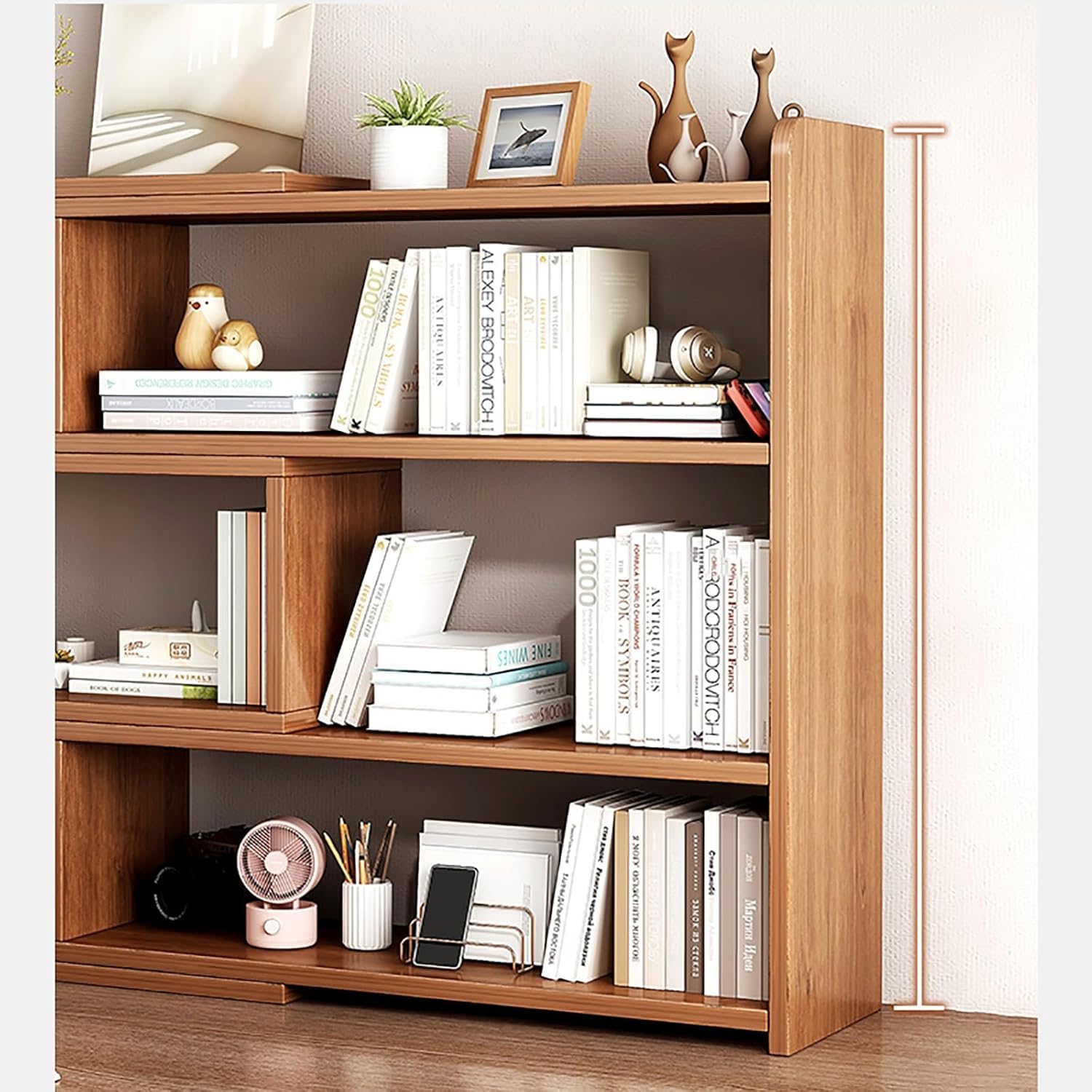 Drewniane Półki Na Biurko Regulowana Półka Na Biurko Wolnostojąca Mała Biblioteczka Artykuły Biurowe Półka Do Przechowywania Biurko Schludny Organizer, D, 40-80 * 17 * 80