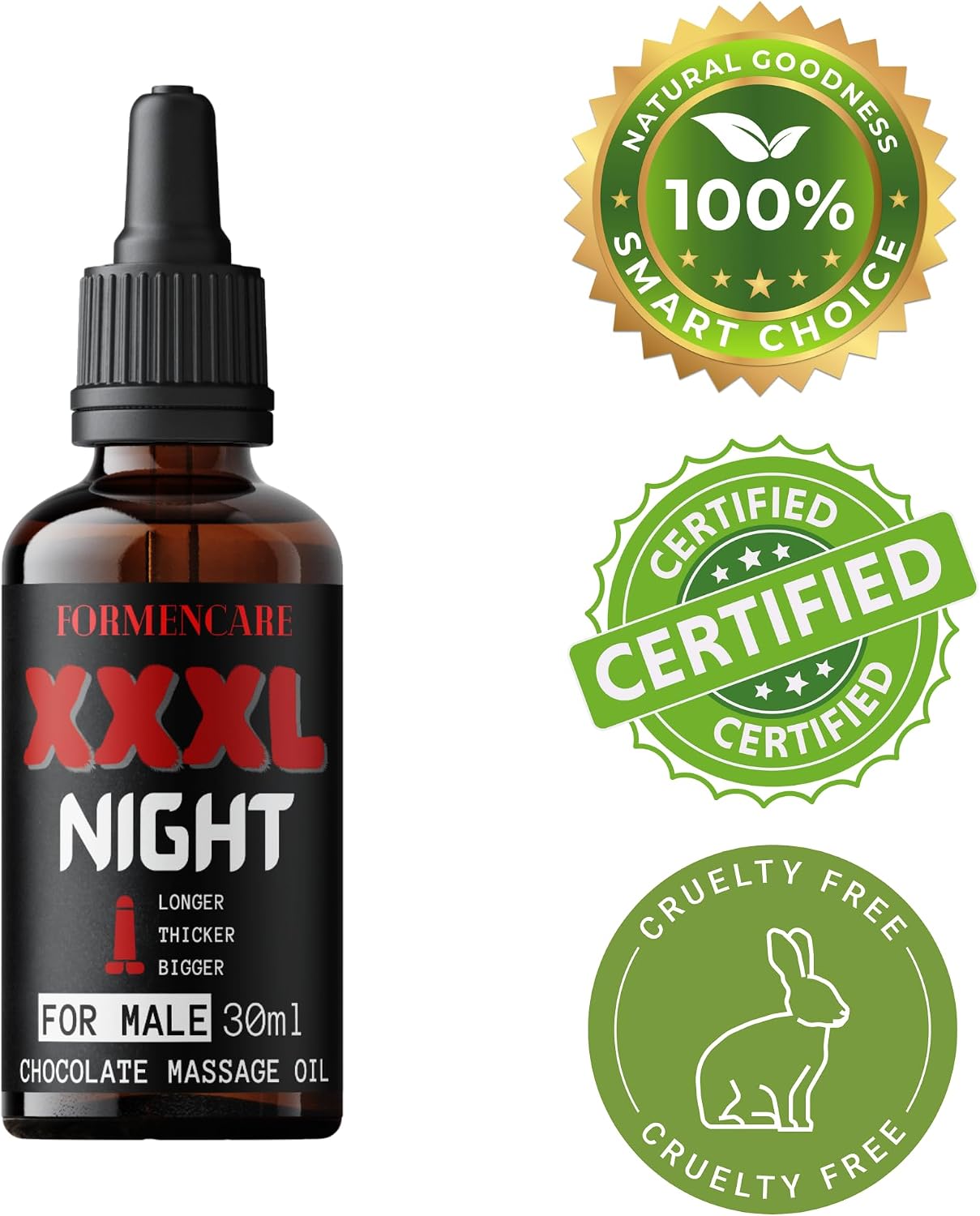 Formencare Men's Massage Oil 30ml Penis Becomes Longer Thicker Enhancement Men Energy for Care Delay Performance Boost Strength, Clear