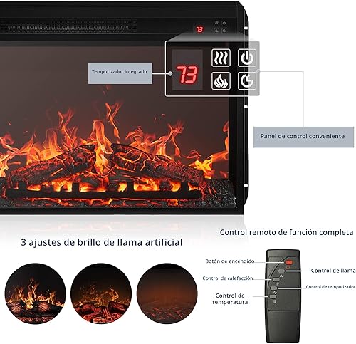 Miniatura 6 de BELLEZE Soporte de TV rústico tradicional de 58 pulgadas con calentador eléctrico de chimenea de 23 pulgadas con sonido, mesa consola central de