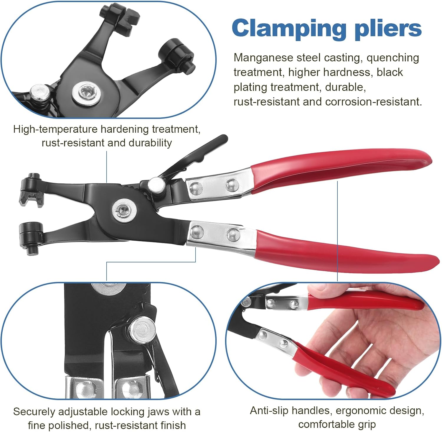 OCR 100 Pack 6-22mm 10Size Fuel line Spring Clamp Silicone Vacuum Hose Pipe Clamp Steel Wire Tube Pipe Clip With a Hose Clamp Pliers