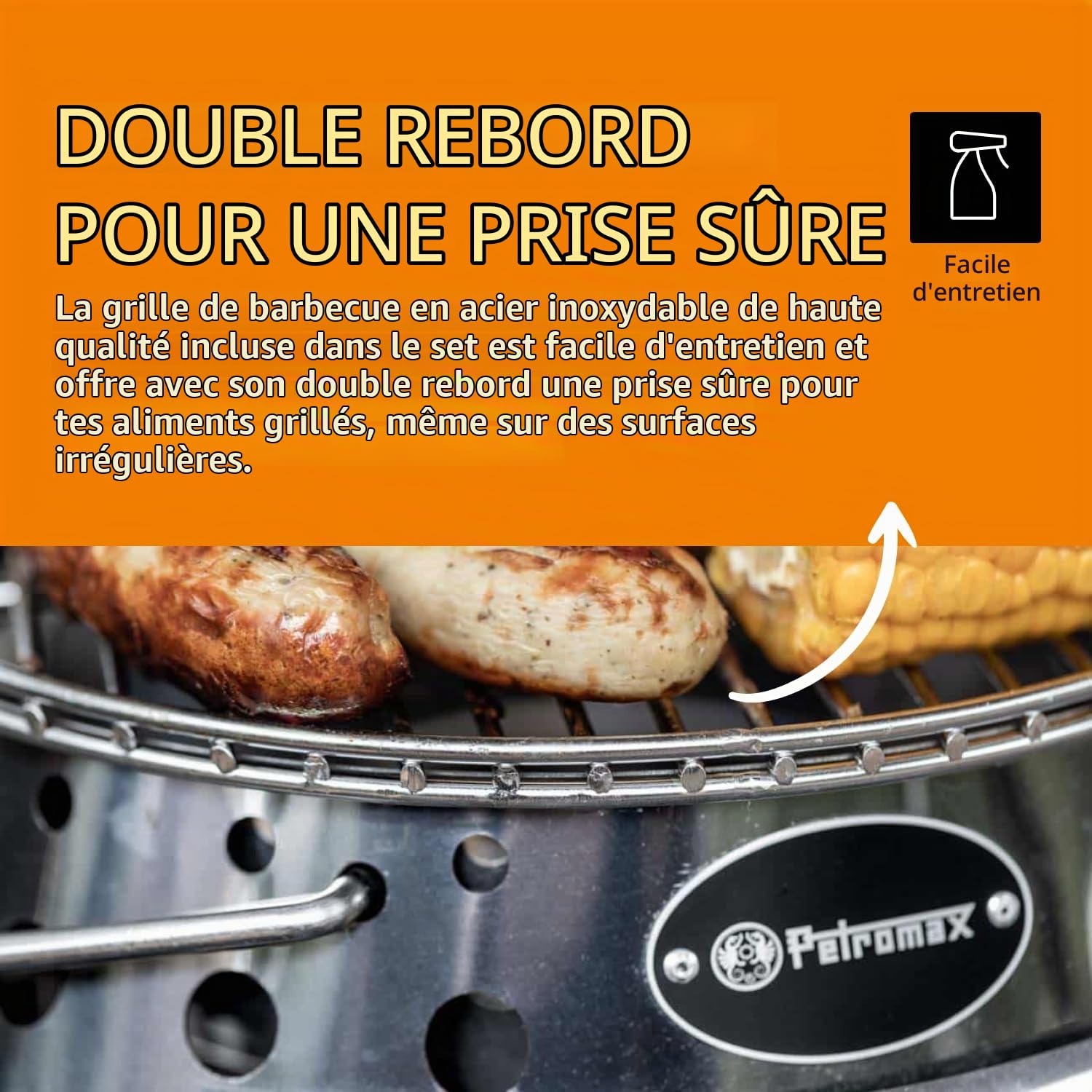 Petromax Barbecue à gaz Atago avec mécanisme de pliage et allumage piézoélectrique - Idéal pour le camping et les déplacements - Compatible avec cartouche de gaz standard