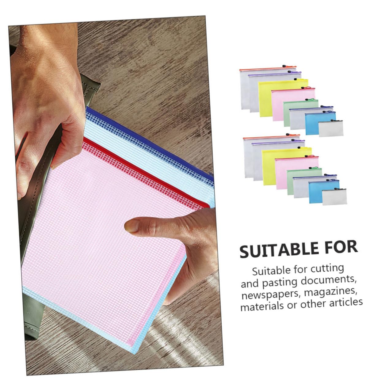 16 pezzi Bustine Portadocumenti con Zip in PVC Trasparente Organizer Ufficio Multiuso per File Cosmetici e Accessori Vari Formati Custodia Resistenti e Visibili