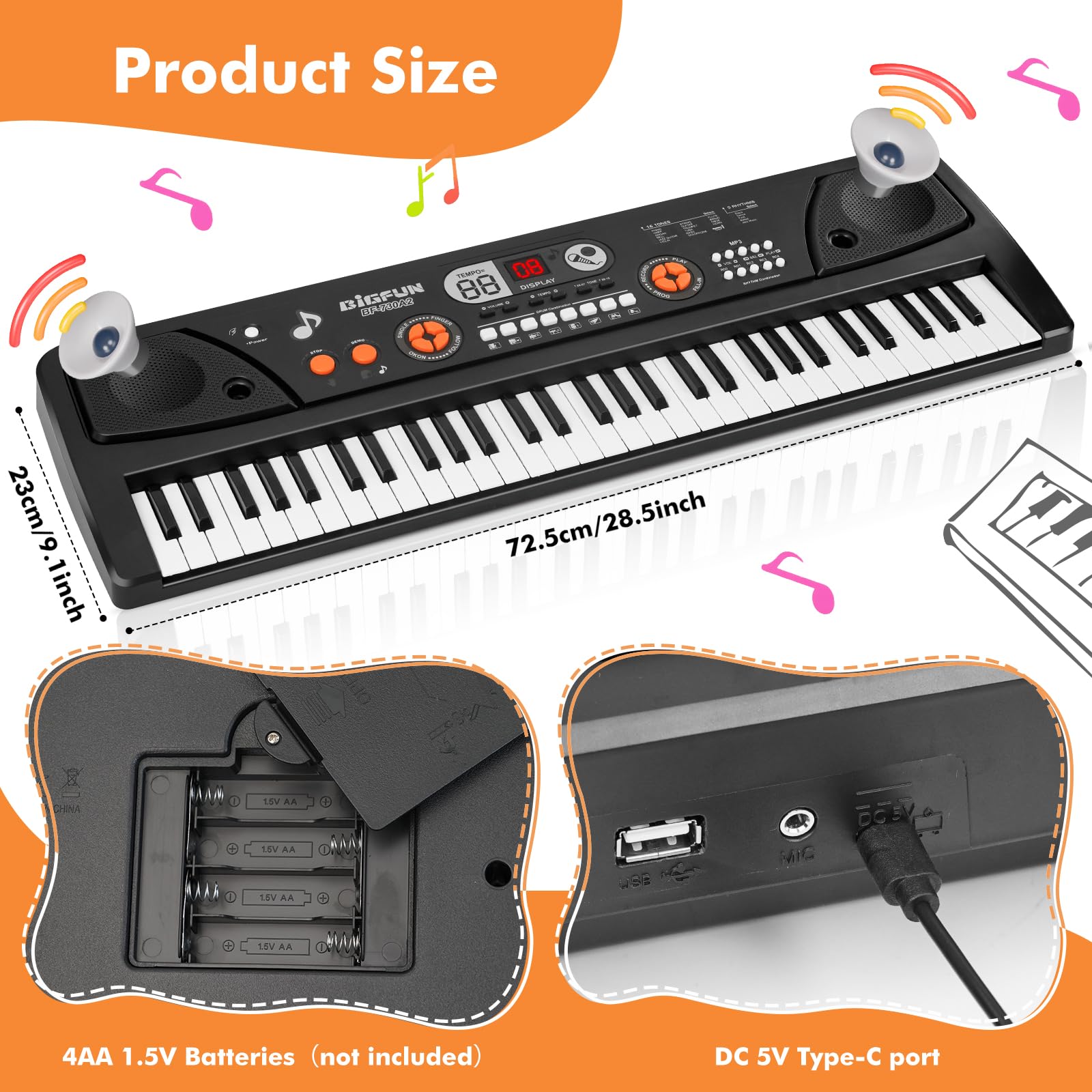 61 Key Upgrade Piano Keyboard for Kids Beginners Electronic Keyboards Pianos with LCD Screen Microphone Musical Instrument Toys for 3 4 5 6 7 8 Year Old Boys Girls Gifts