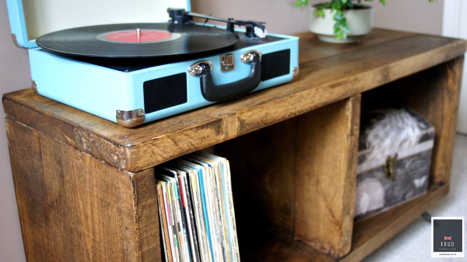 Extra Low Record Player Stand Vinyl Record Storage Turntable Stand