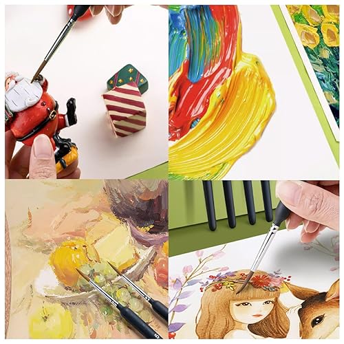 Miniatura 8 de Juego de 9 pinceles de pintura artística, herramienta de arte de uñas, pinceles, detalles de pinceles, pinceles de pintura para acrílico, aceite,