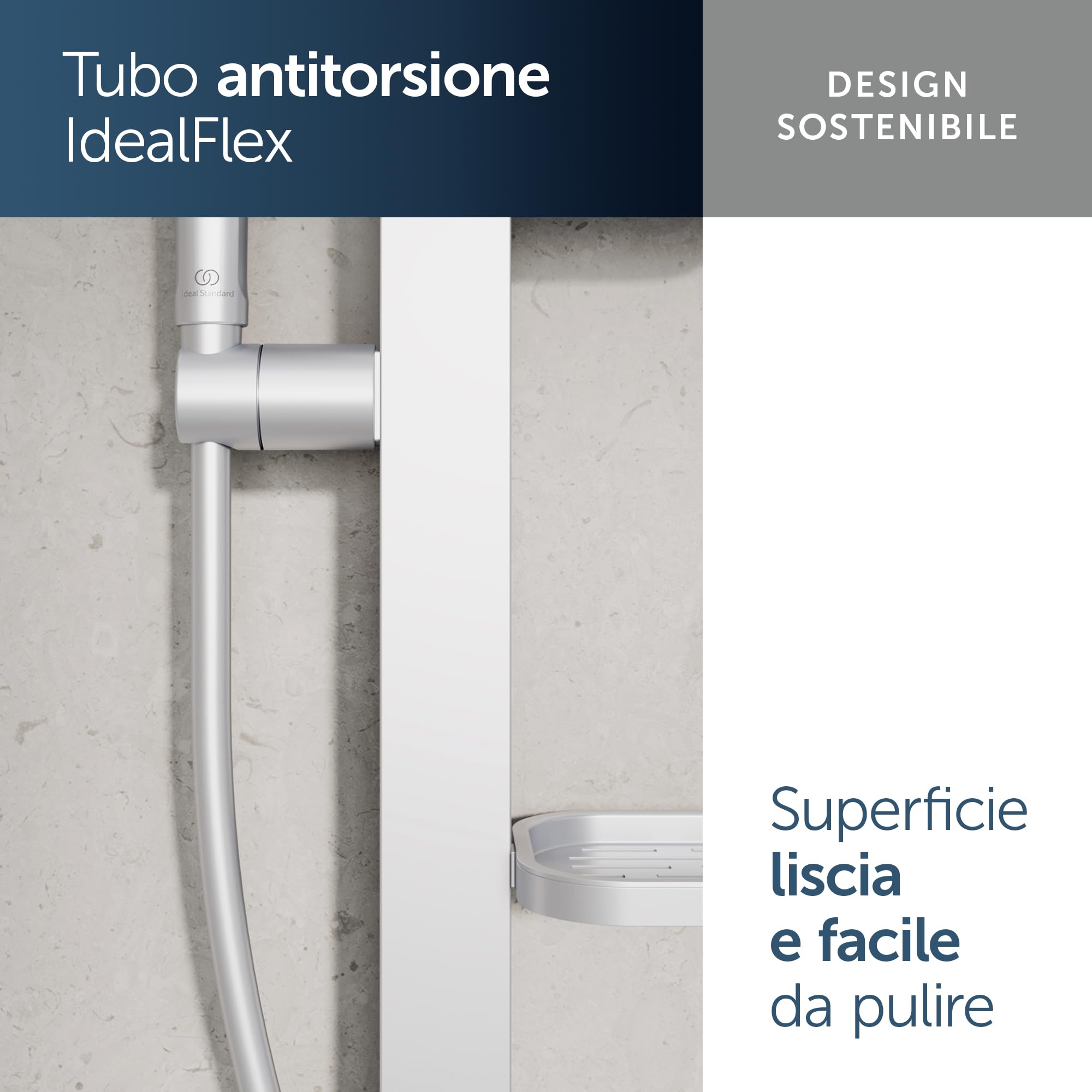 Ideal Standard Idealrain Alu+ Asta doccia, Soffione doccia a risparmio idrico con due tipi di getto (SilkRain e Rain) e ripiani regolabili – Argento (349x157x600 mm)