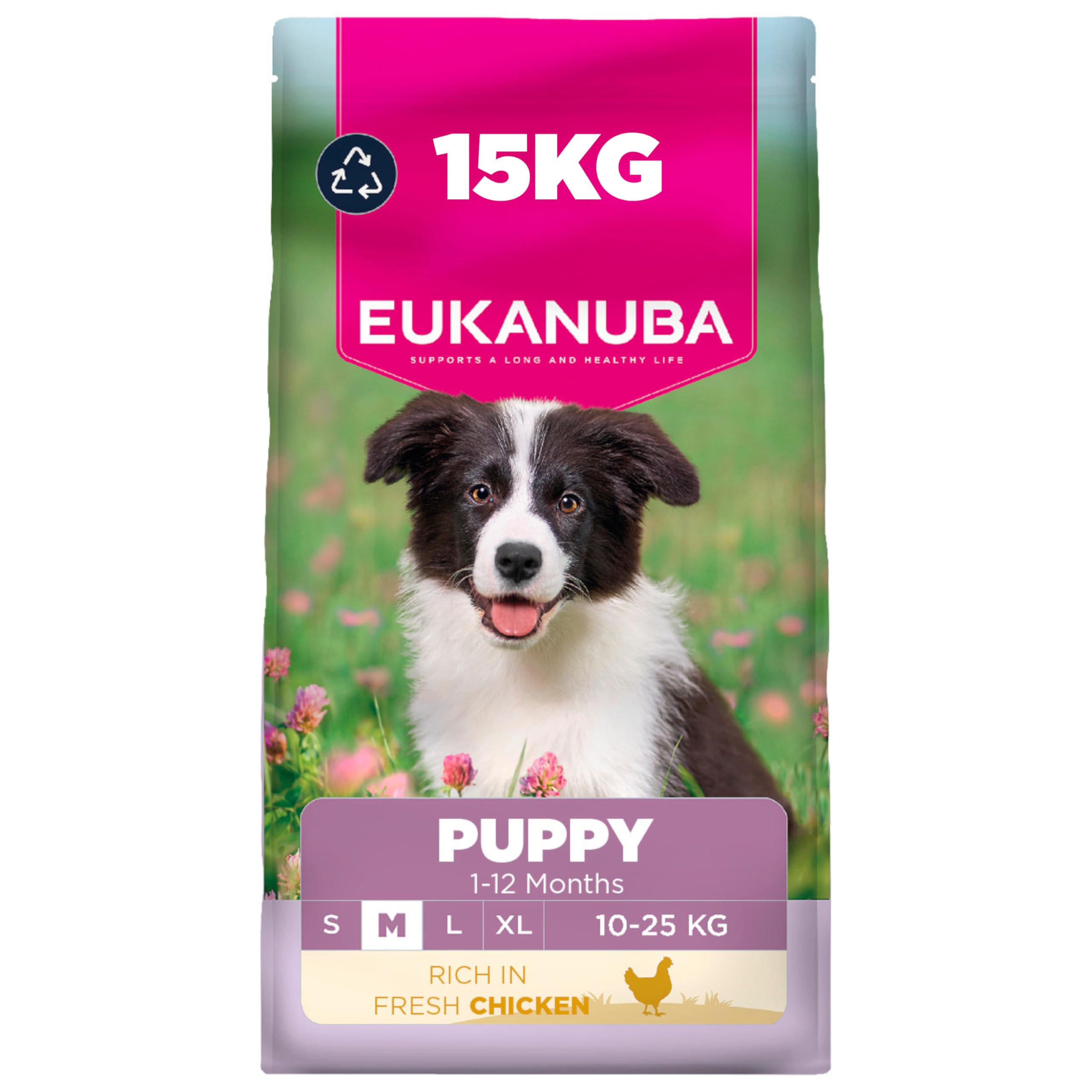 Eukanuba Premium Nutrition Dry Dog Food + Wet Dog Food Free! * - Puppy Medium Breed Chicken (15Kg) + Puppy Rich In Beef With Pumpkin (3 X 400G)