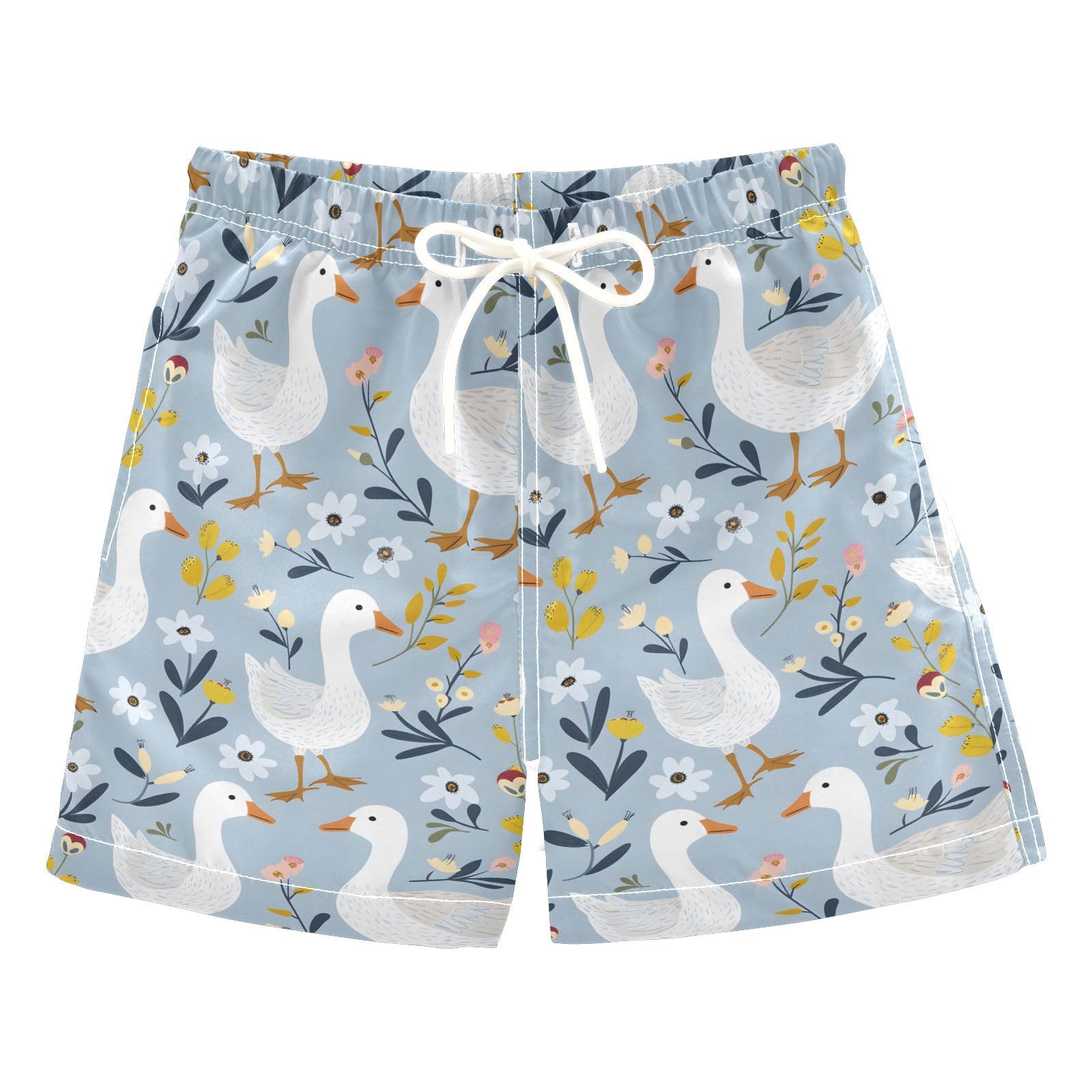 ALAZA Duck Leaf Blossom Flower Boys Quick Dry Beach Board Shorts Kids Swim Trunks Bathing Suit Swimsuit 3T