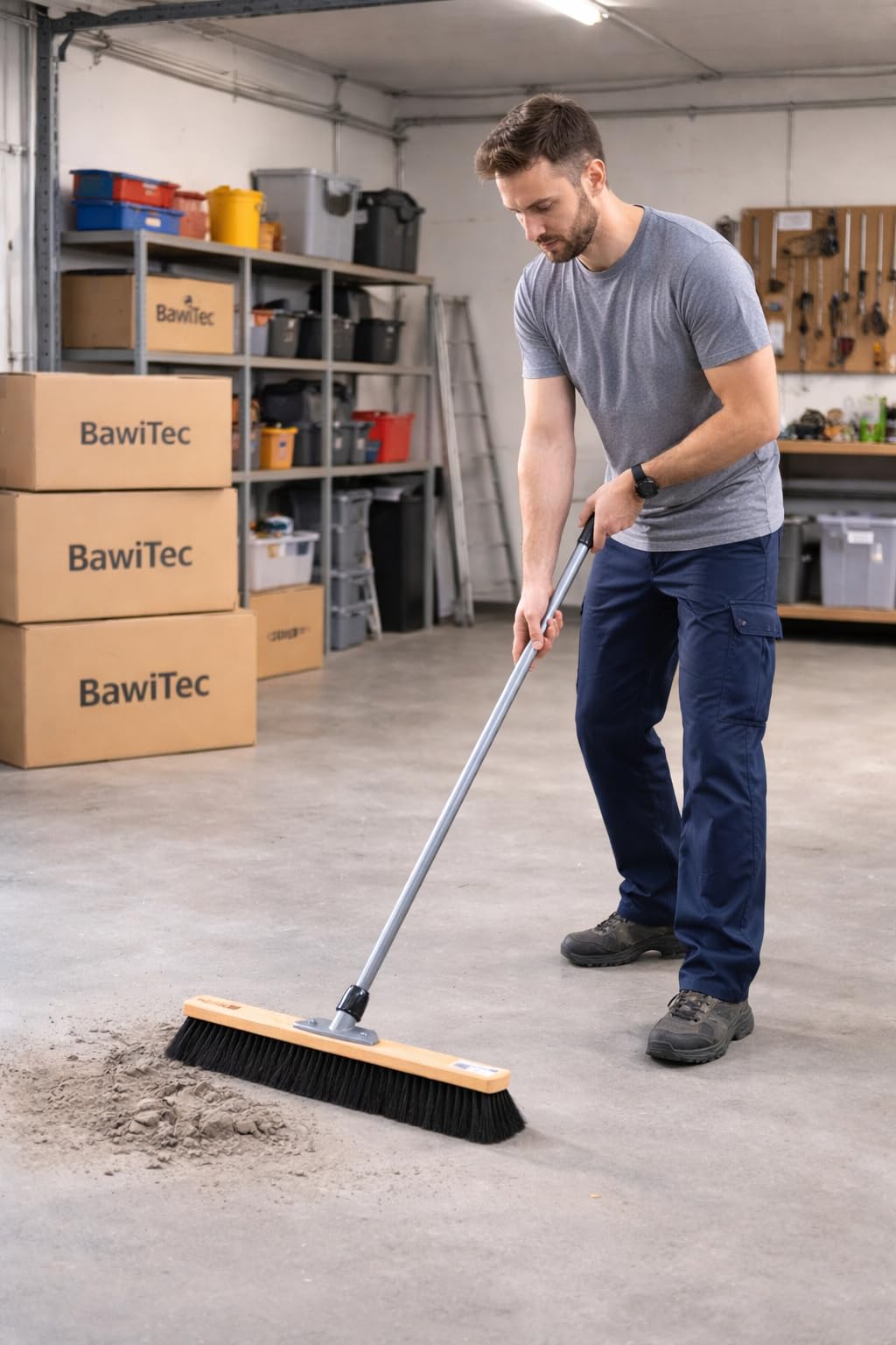 Profi Saalbesen 60cm Breit mit Teleskopstiel Stiel weiche Borsten Besen | 60cm breit, Weiche schwarze Kunsthaar-Borsten, Buchenholz, Verstellbar ausziehbar, Für Haushalt Büro Lager Werkstatt