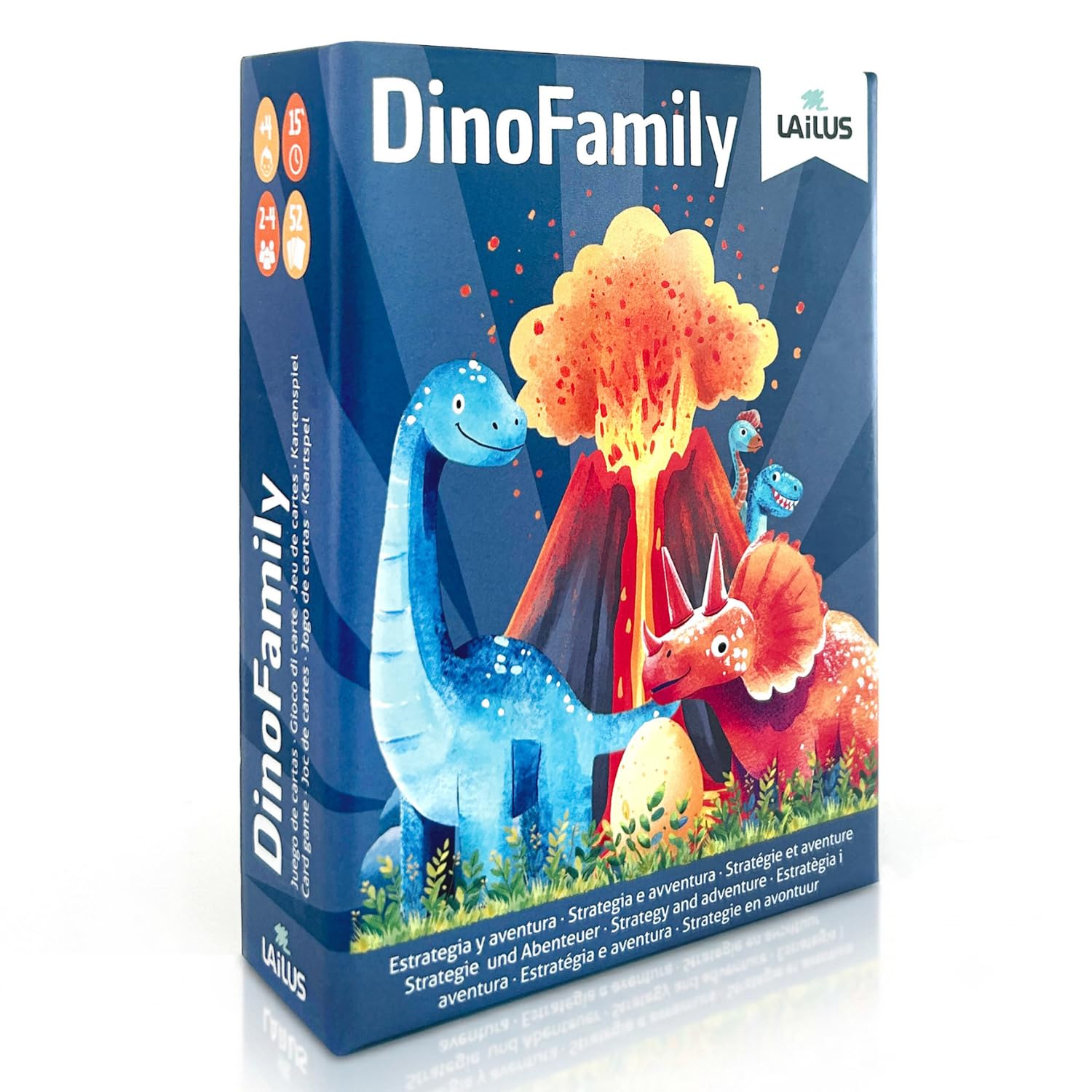 Lailus Dino Family – Card Game for 4+ year old – Card Games – Kids Games – Toys for 4 year old boy gifts – Board Games Kids – Educational Family Games – Dinosaur Toys - Dinosaur Travel Playing Cards