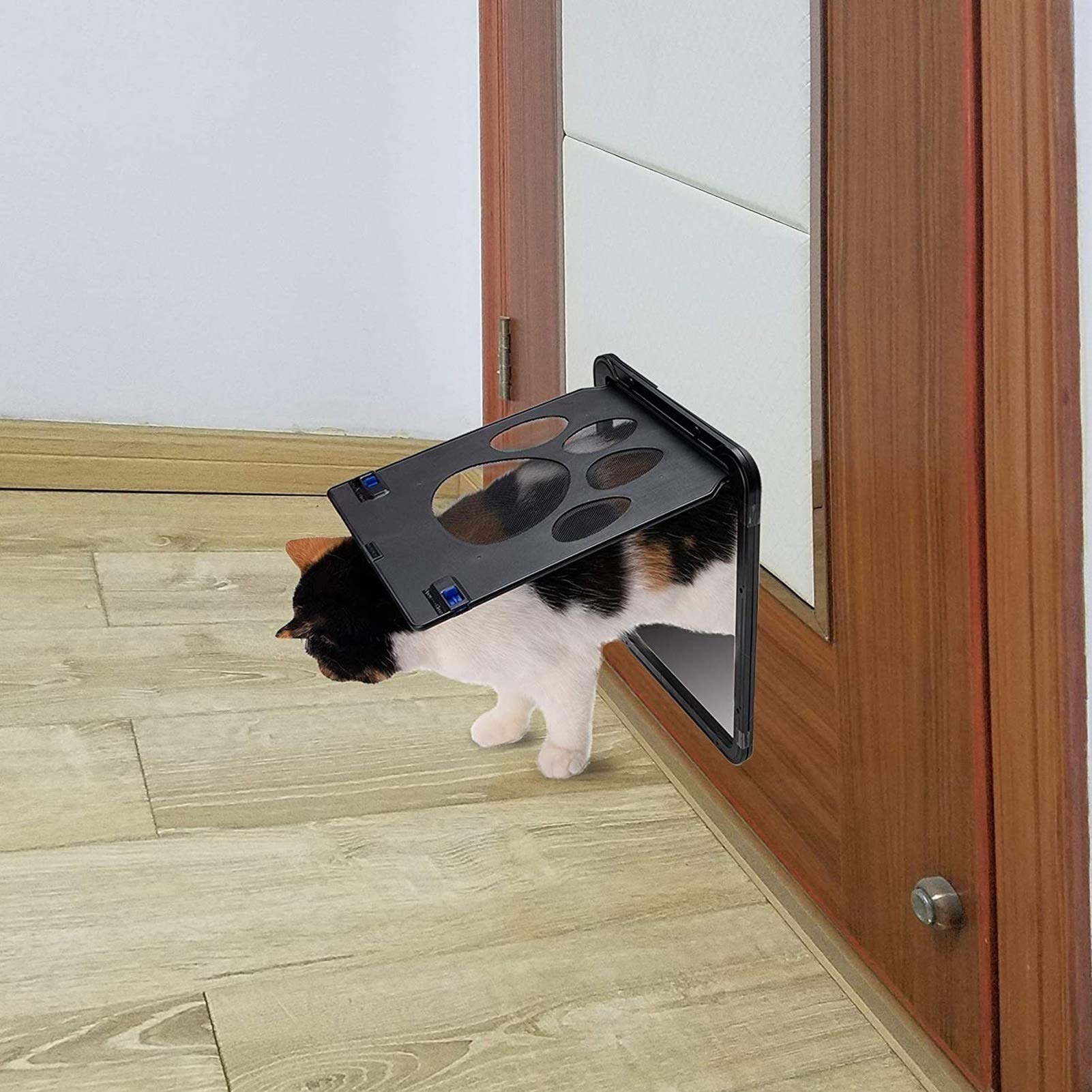 Chatières HUA Porte pour Animaux De Compagnie/Chatière Facile À Installer, Porte Coupe-Vent pour Animaux De Compagnie avec Aimant De Verrouillage, pour Fenêtres Et Portes Grillagées, 2 Tailles