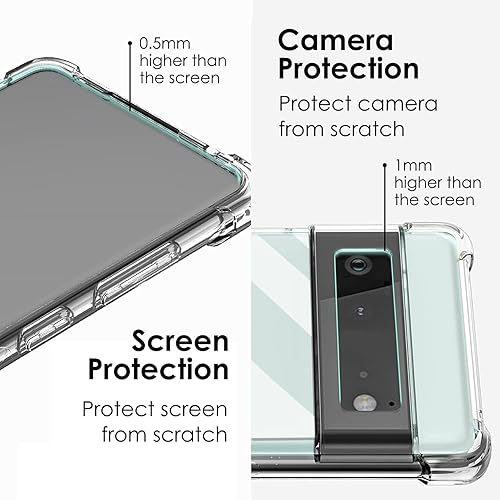 Miniatura 3 de KIOMY Funda para Google Pixel 6a a prueba de golpes, diseño híbrido, parte trasera de policarbonato duro + bisel elevado de TPU flexible, ajuste