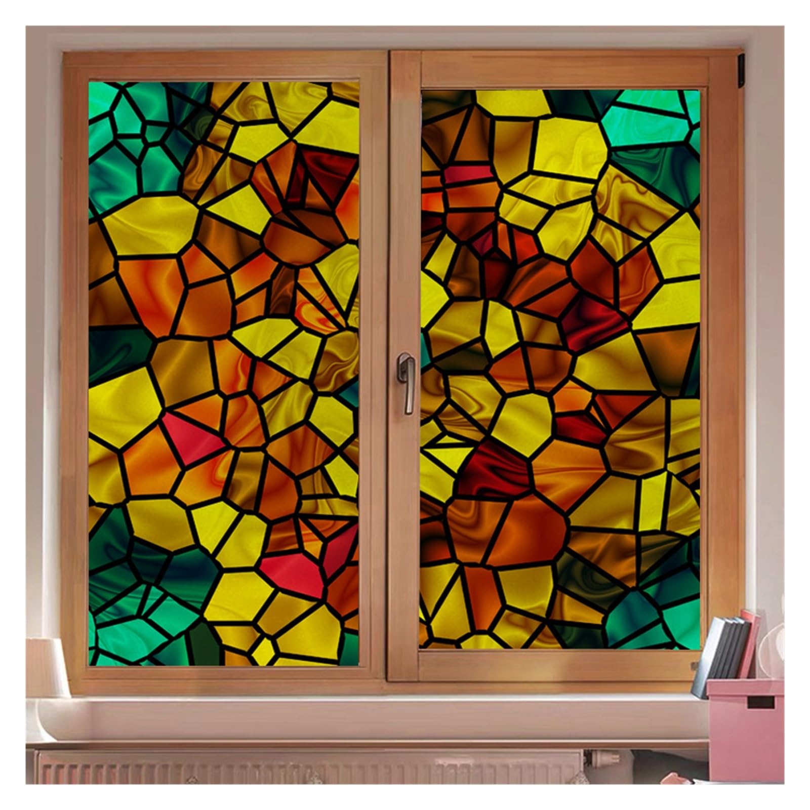 Película para Ventanas Película de ventana, películas de vitral esmeriladas, pegatinas estáticas adhesivas Retro for privacidad, puerta de armario de baño, decoración del hogar, cubiertas de tragaluz(