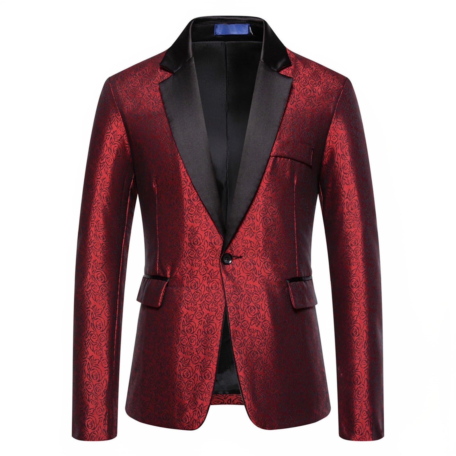 Generisch Tuta da uomo, 2 pezzi, abito da sera, festivo, motivo floreale in rilievo, giacca e pantaloni lunghi, discoteca, spettacolo, studio fotografico, lucido, per feste, carnevale, elegante set da