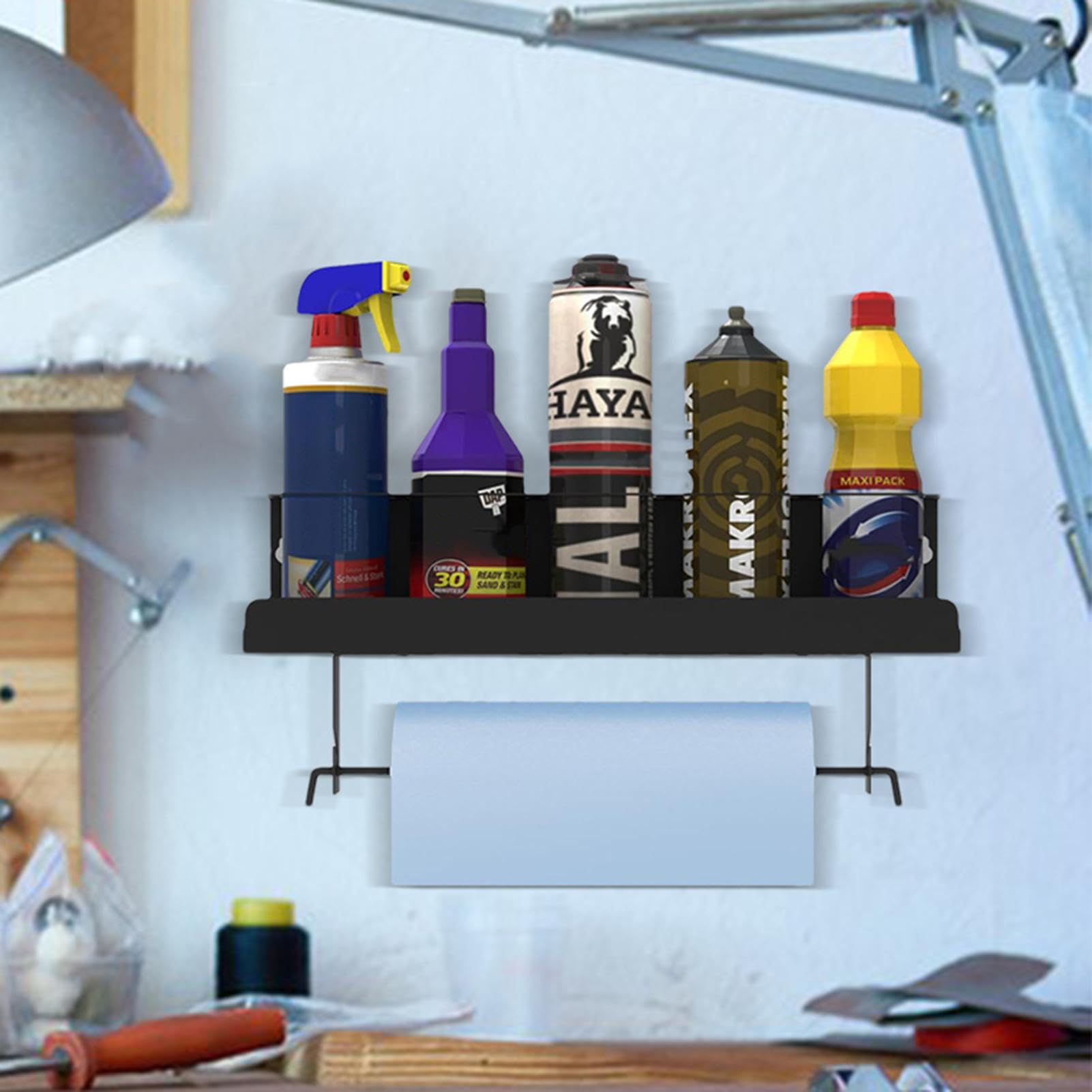 Pekiedo Porta Bombolette Spray, Pannello Attrezzi da Parete Officina, 35 Lattine, Armadio Scaffale Mensole Home Organizer Garage, Idea Regalo Festa del Papà