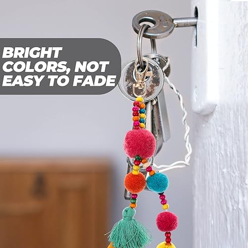 Miniatura 3 de DECHOUS Accesorios para colgar en el espejo del automóvil, 2 unidades, con borlas, colgante, borla en capas, llavero para mujeres y niñas, bolso