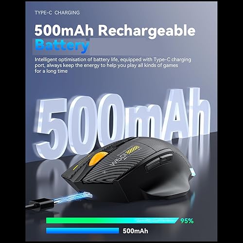 Miniatura 8 de EBTOOLS Gaming Mouse, 12800DPI RGB Ergonomic Design with Wired 2.4G BT Connectivity, 7 Programmable Buttons, 5 Lighting Modes for PC Laptop