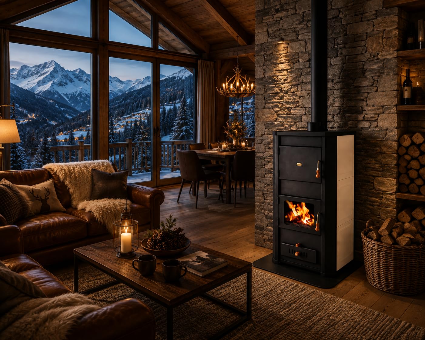 Prity WD W29 - Stufa a legna, scaldabagno, 29 + 8 kW