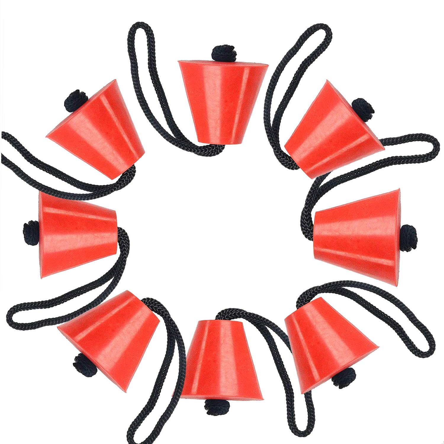 Amarine Made Pack of 8 Universal Kayak Scupper Plug Kit,Silicone Scupper Plugs Drain Holes Stopper Bung with Lanyard Fit for Kayaks Canoes