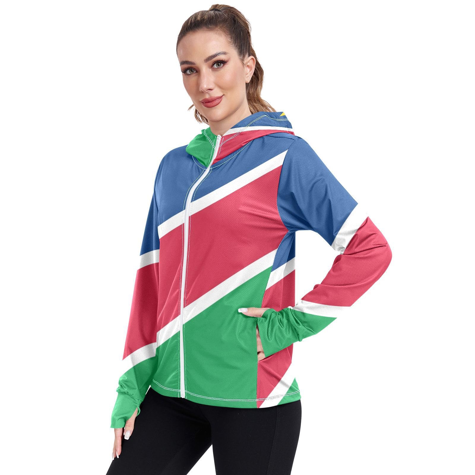 Namibia Flag Womens UPF 50+ Sun Protection Hoodie Jacket Lightweight Long Sleeve Sun Shirt with Pocket Multicoloured