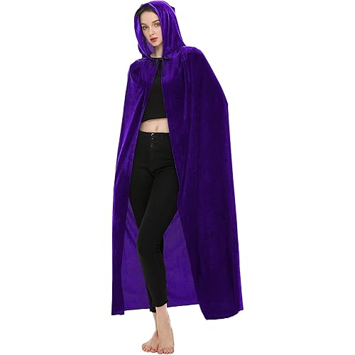 SISKIN Hooded Cloak Unisex Adult Cloak with Hood Halloween Christmas Velvet Hooded Cape Cosplay Costume for Women Men