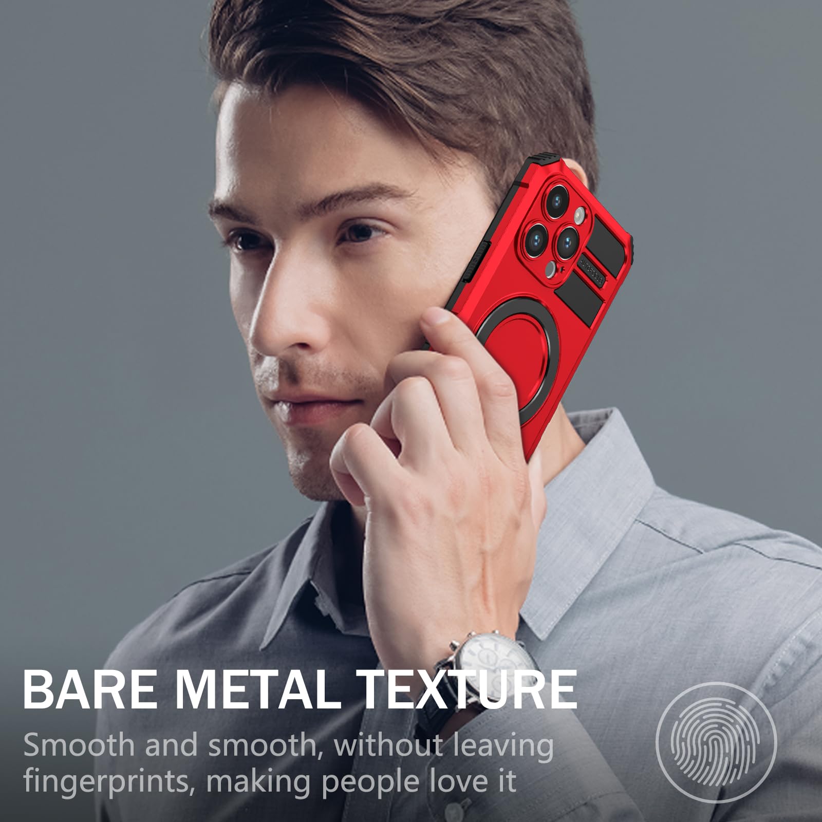Custodia per cellulare per iPhone 14 Pro Max, supporta la ricarica wireless, opaca, sottile, antiurto, custodia protettiva per iPhone 14 Pro Max 6.7, custodia militare rossa
