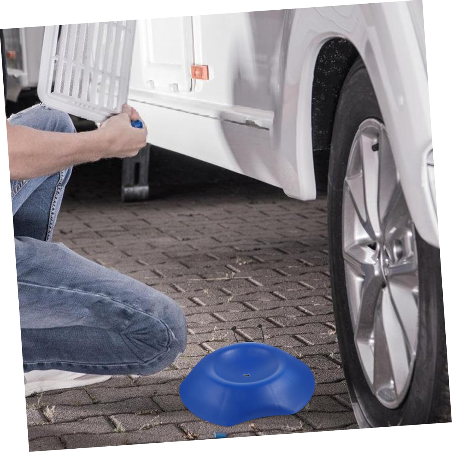 Cabilock Heavy Duty Wheel Chock Wedge Durable Material Rv Stabilizer Block for Secure Vehicle Parking Lightweight and Portable for Trailers Cars and Outdoor Use