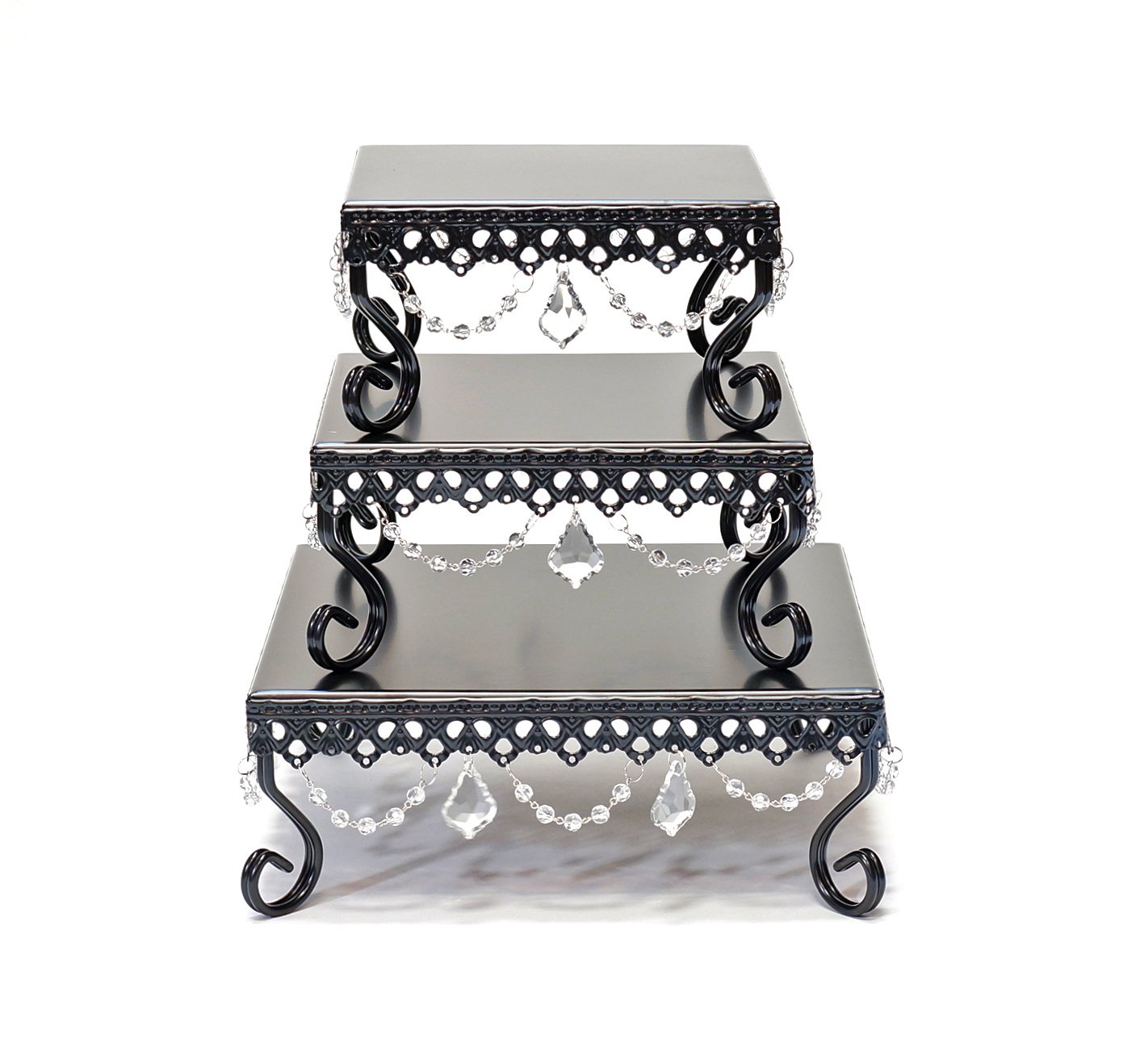 Opulent Treasures Square Cake Stands (Set of 3) (Black)