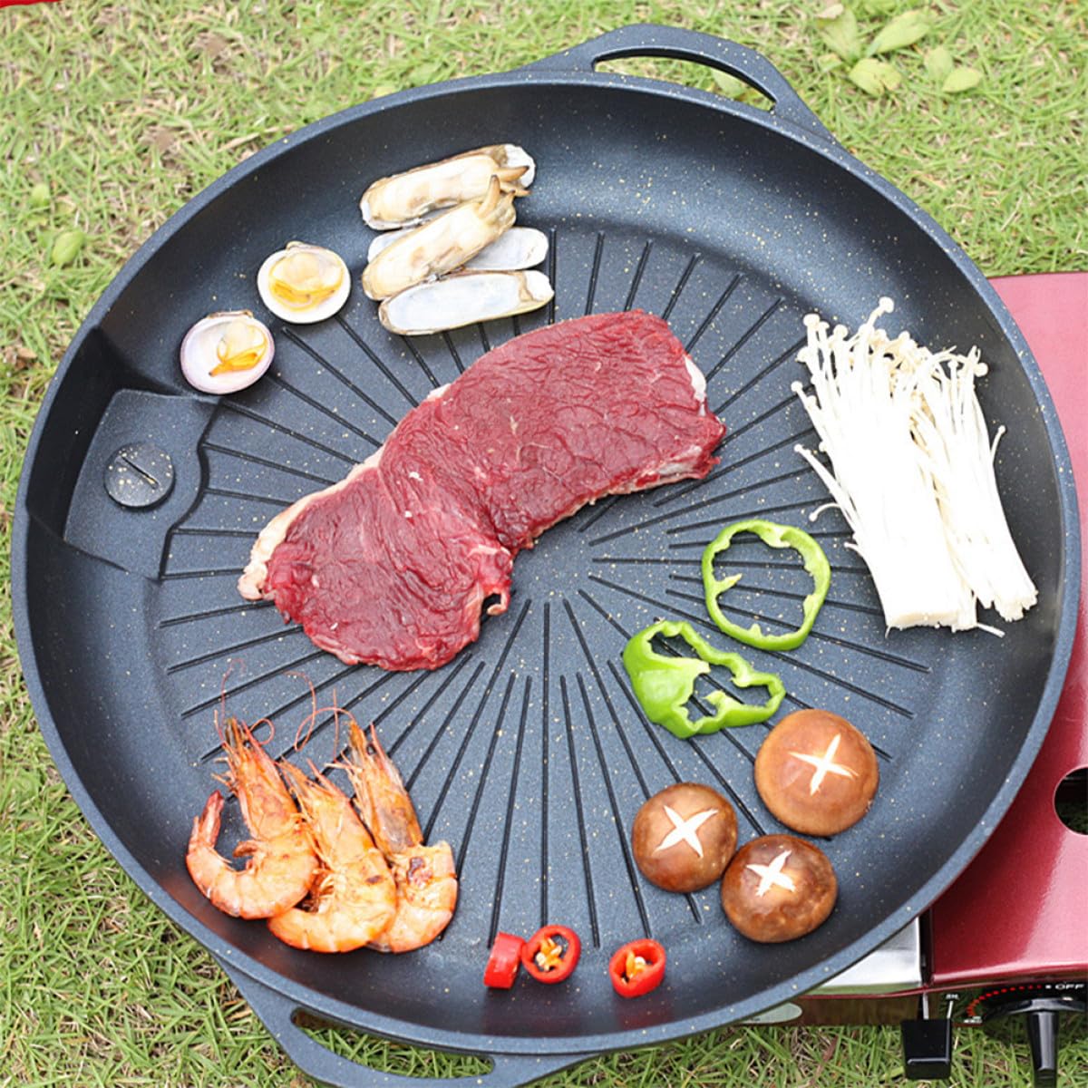 Toyvian Piastra Barbecue Portatile Antiaderente in Pietra Medica Nera