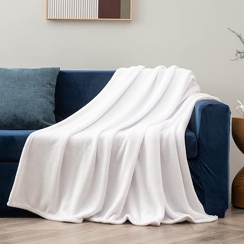 Miniatura 2 de BEDELITE Fleece Blanket White Throw Blanket for Couch & Bed, Luxury Plush Cozy Fuzzy Blanket 50" x 60", Super Soft Warm Lightweight Throw Blanket