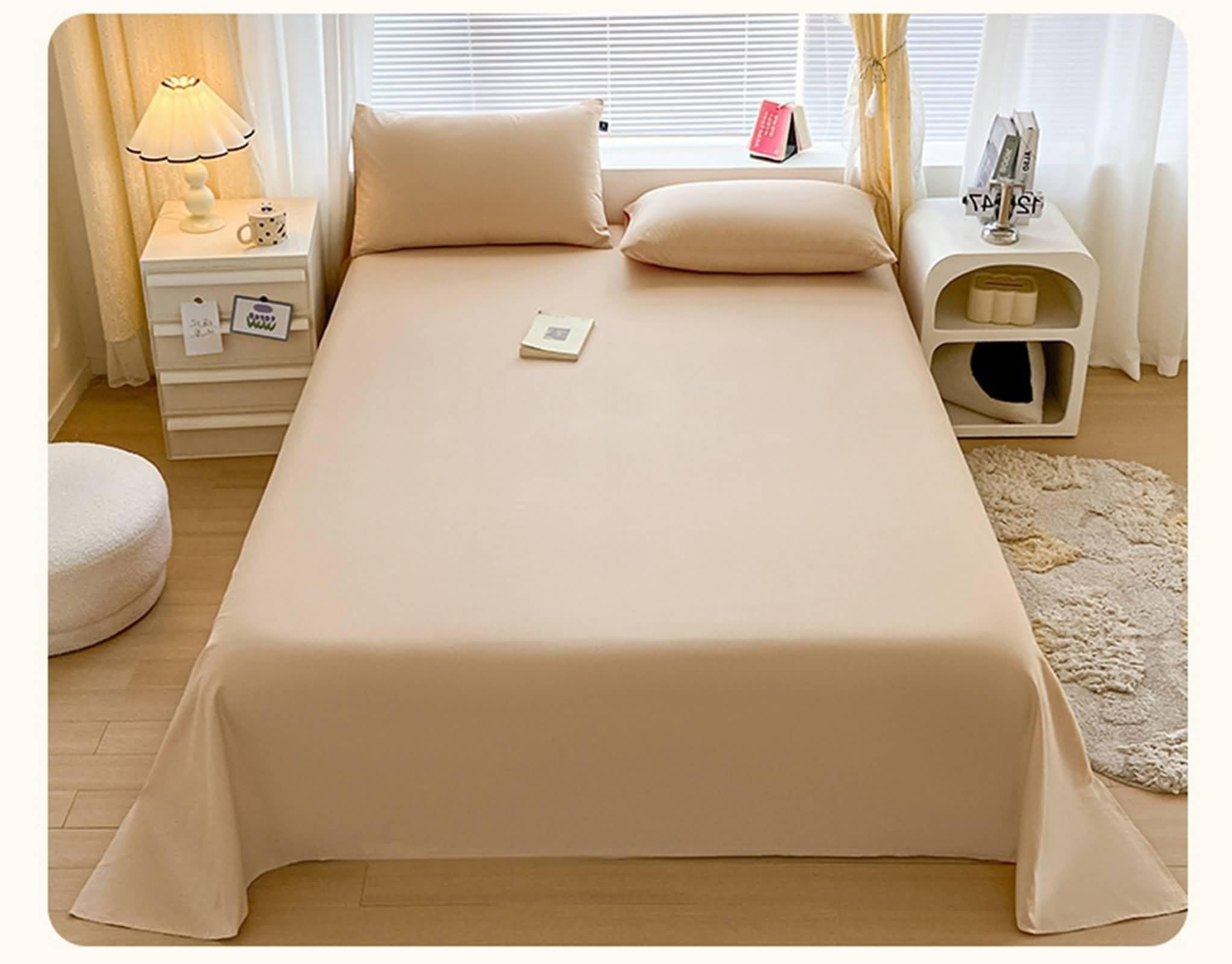 Bed Sheet - Juego de sábanas de algodón con 2 fundas de almohada de 180 x 230 cm
