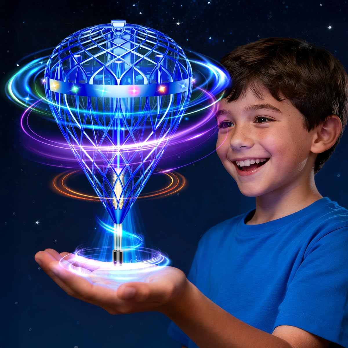 wow97e Flying Orb Ball Toy for Kids, Hand Controlled Hover Flying Ball with LED Lights, Indoor Outdoor Interactive Toy for Boys Girls, Rechargeable